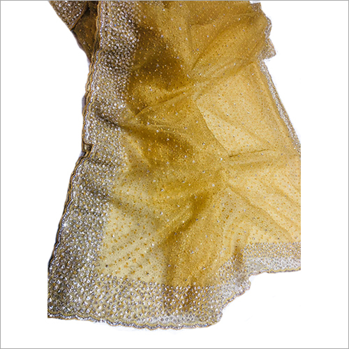 पार्टी वियर डिज़ाइनर नेट येलो साड़ी