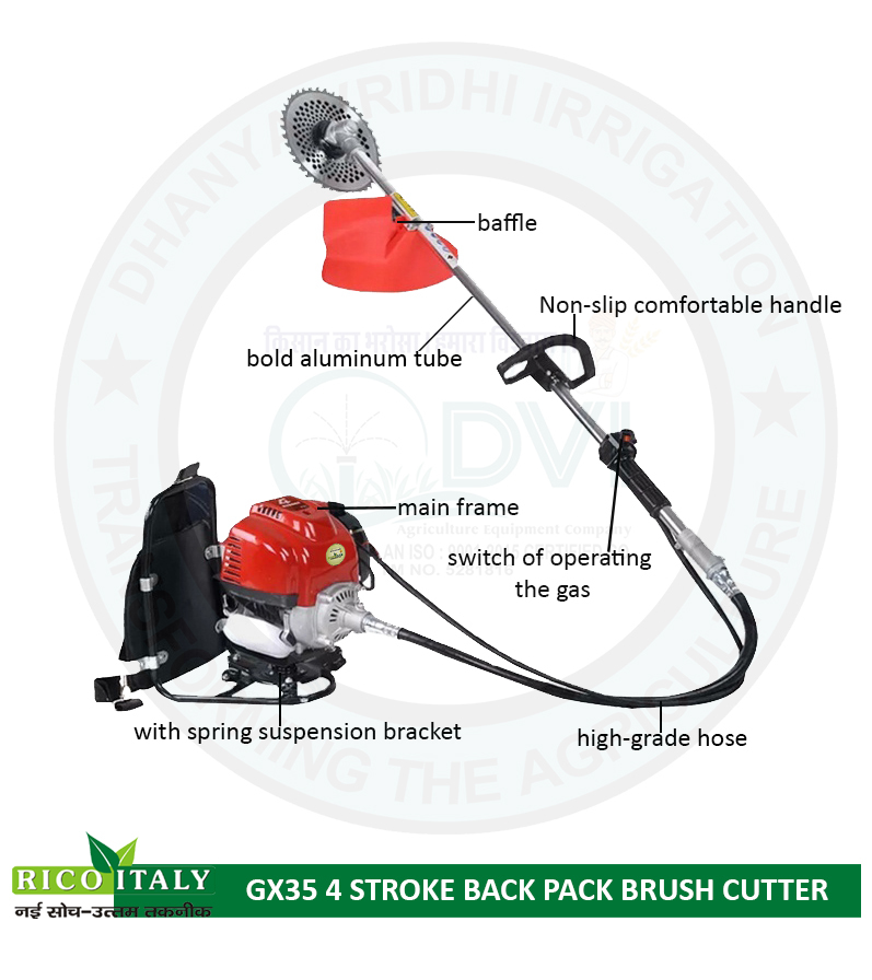 Rico 35cc Back Pack Brush Cutter Weight: 7.5 Kilograms (Kg)