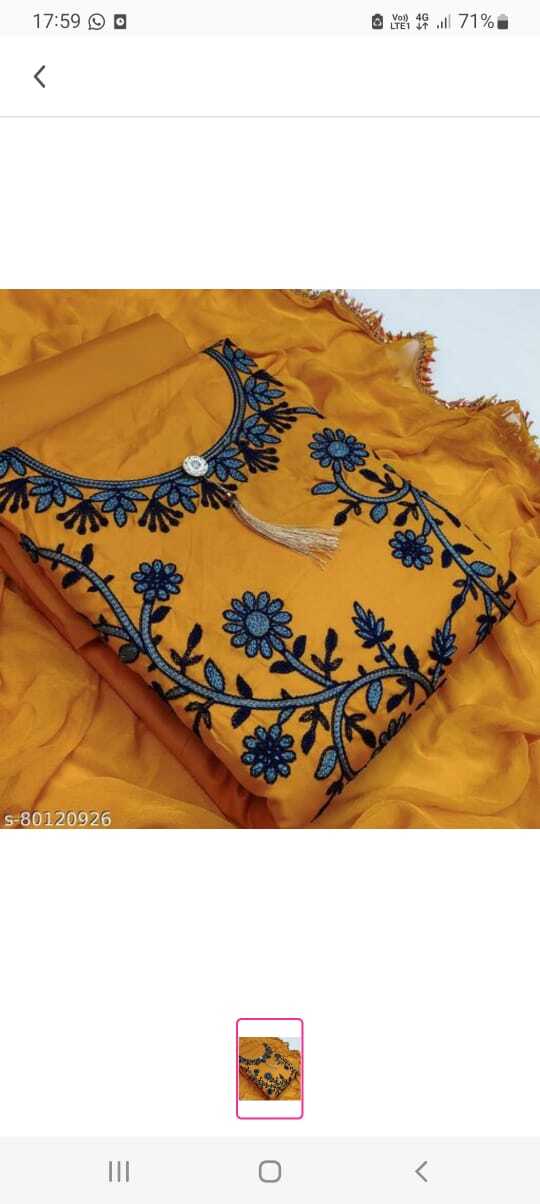 Dress Material - Cotton Chanderi Collection | Traditional Ethnic Wear, Customized Size, Embroidered Pattern, Washable Top + Bottom + Dupatta