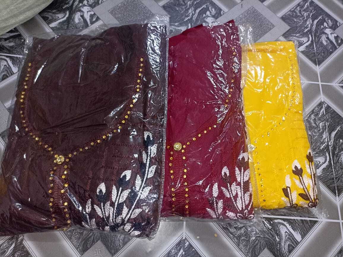 Dress Material - Cotton Chanderi Collection | Traditional Ethnic Wear, Customized Size, Embroidered Pattern, Washable Top + Bottom + Dupatta