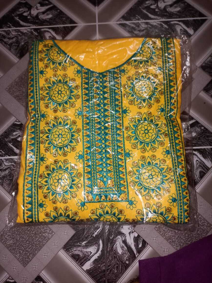 Dress Material - Cotton Chanderi Collection | Traditional Ethnic Wear, Customized Size, Embroidered Pattern, Washable Top + Bottom + Dupatta