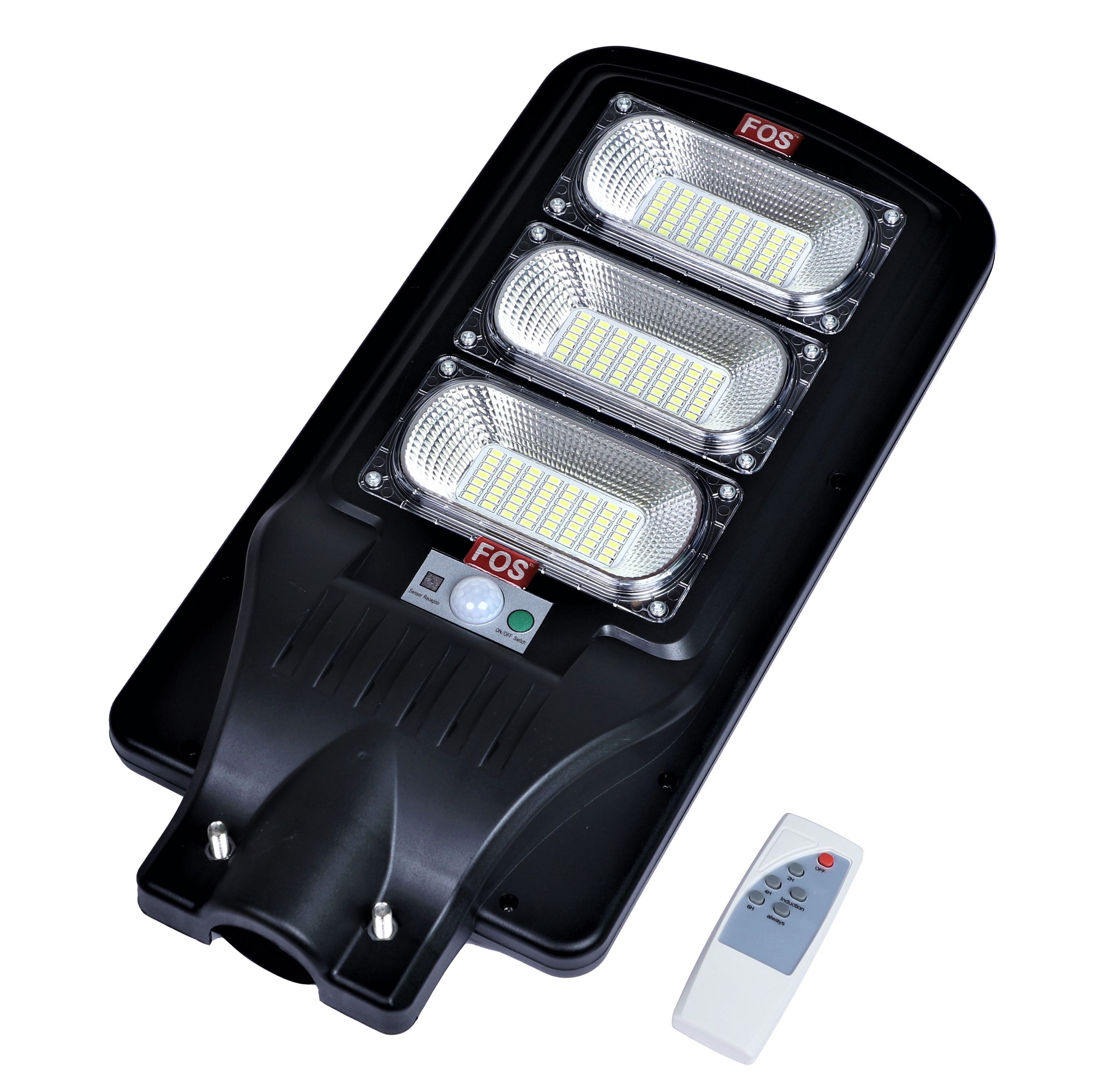 Black Fos Solar Led Street Light 60w With Remote Control And Programmable Motion Sensor - Cool White