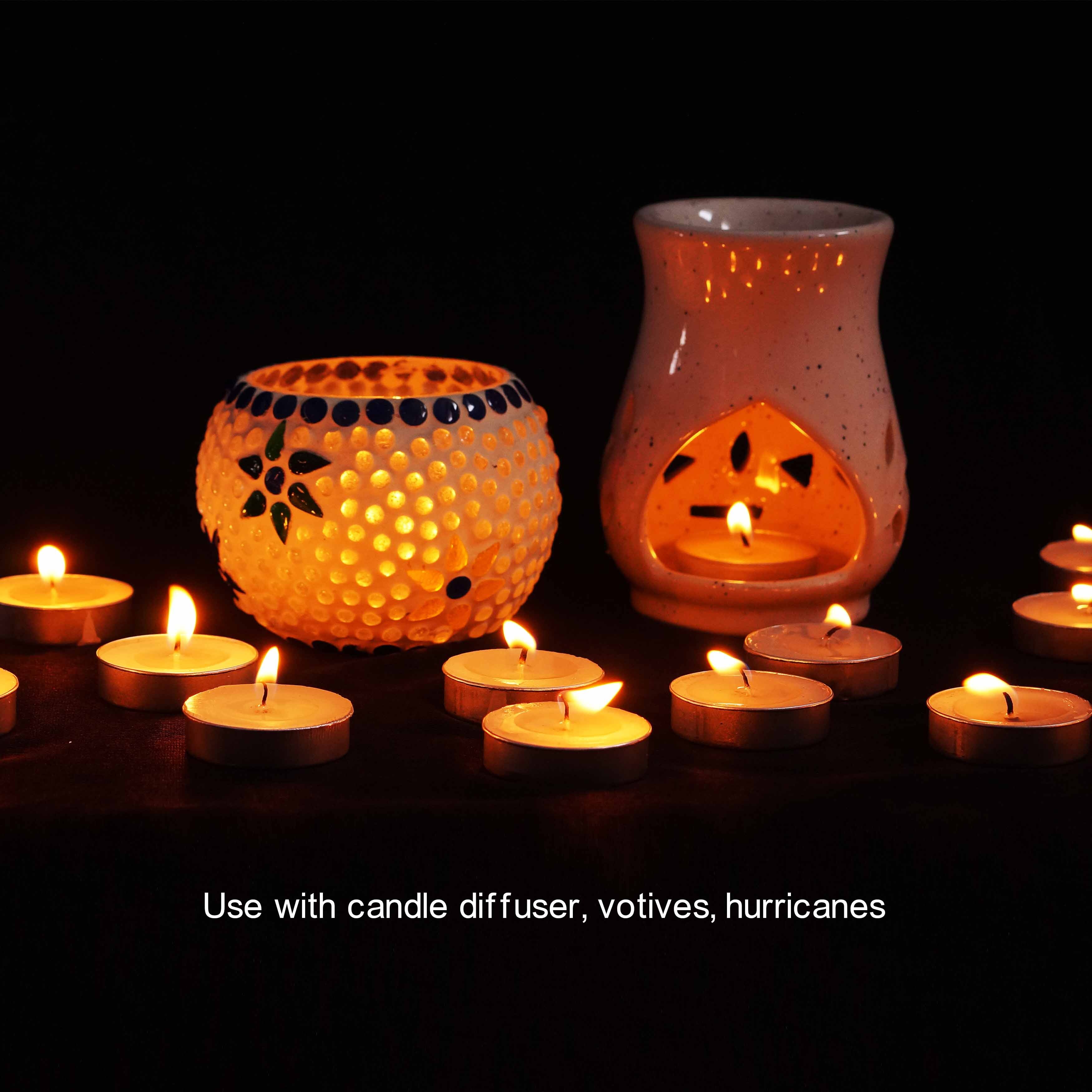 Asian Aura Smokeless T-light Candles - Paraffin Wax 10x10x5 Cm White | Handmade Cotton Wick Scented Long-lasting 3-4 Hours Burning Time