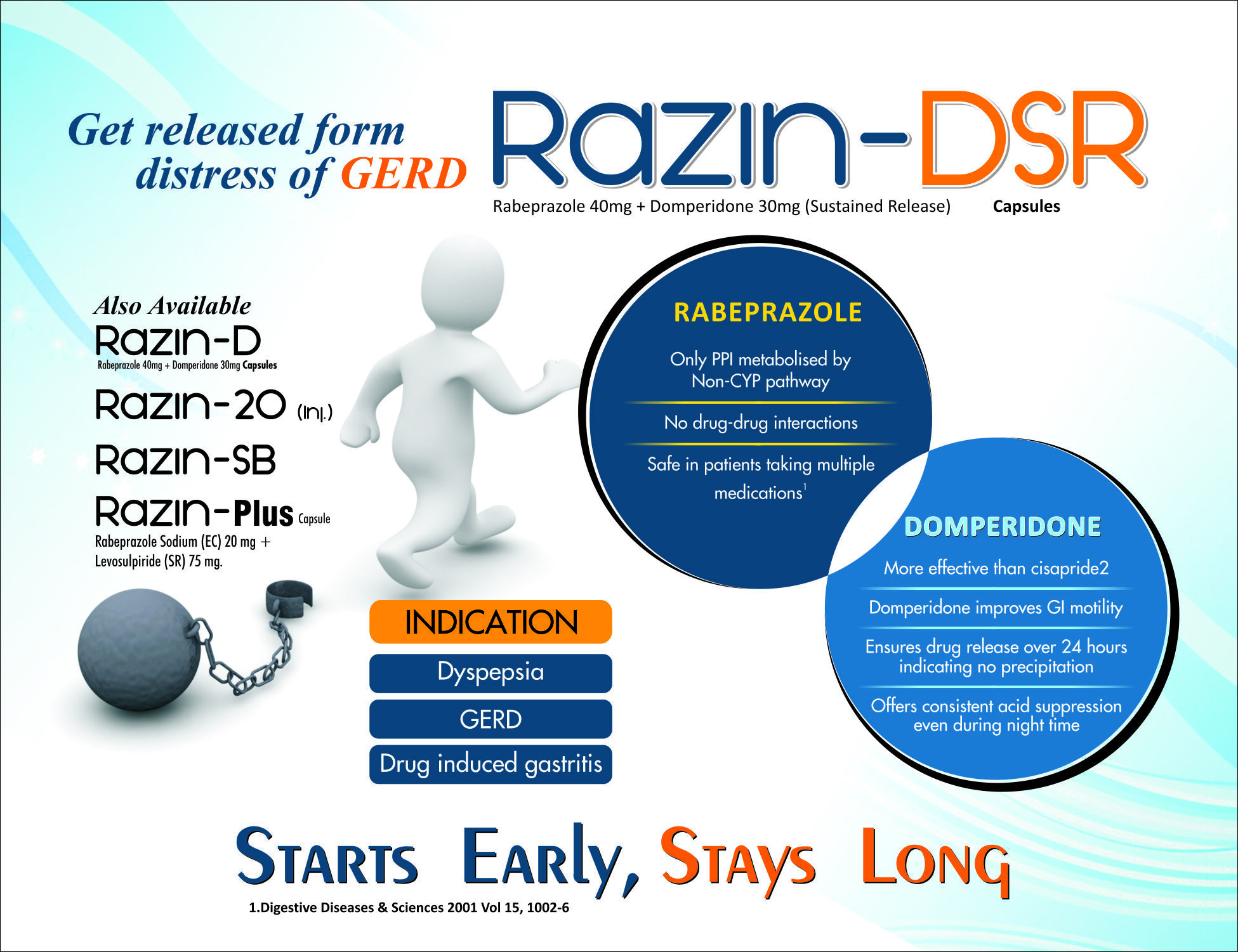 Razin Dsr - Rabeprazole 20mg + Domperidone 30mg Sr | Comprehensive Gastroesophageal Relief Sustained Release Action Digestive Health Support