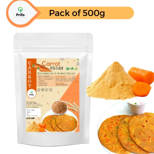 Prifo Carrot Atta Flour Chakki Atta For Making Healthy Chappathi Paratha Roti Pan Cakes Iron Rich Gluten Free Free From Chemicals