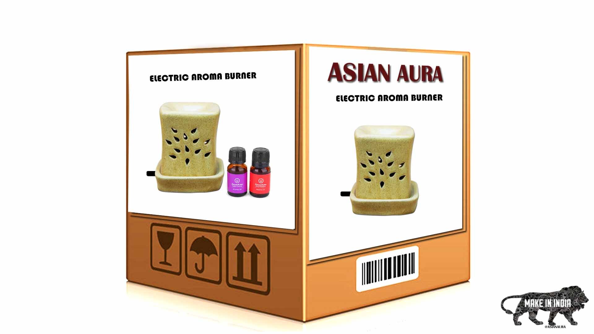 Asian Aura Ceramic Aromatic Oil Diffuser With 2 Oil Bottles Aaeb 002-b2