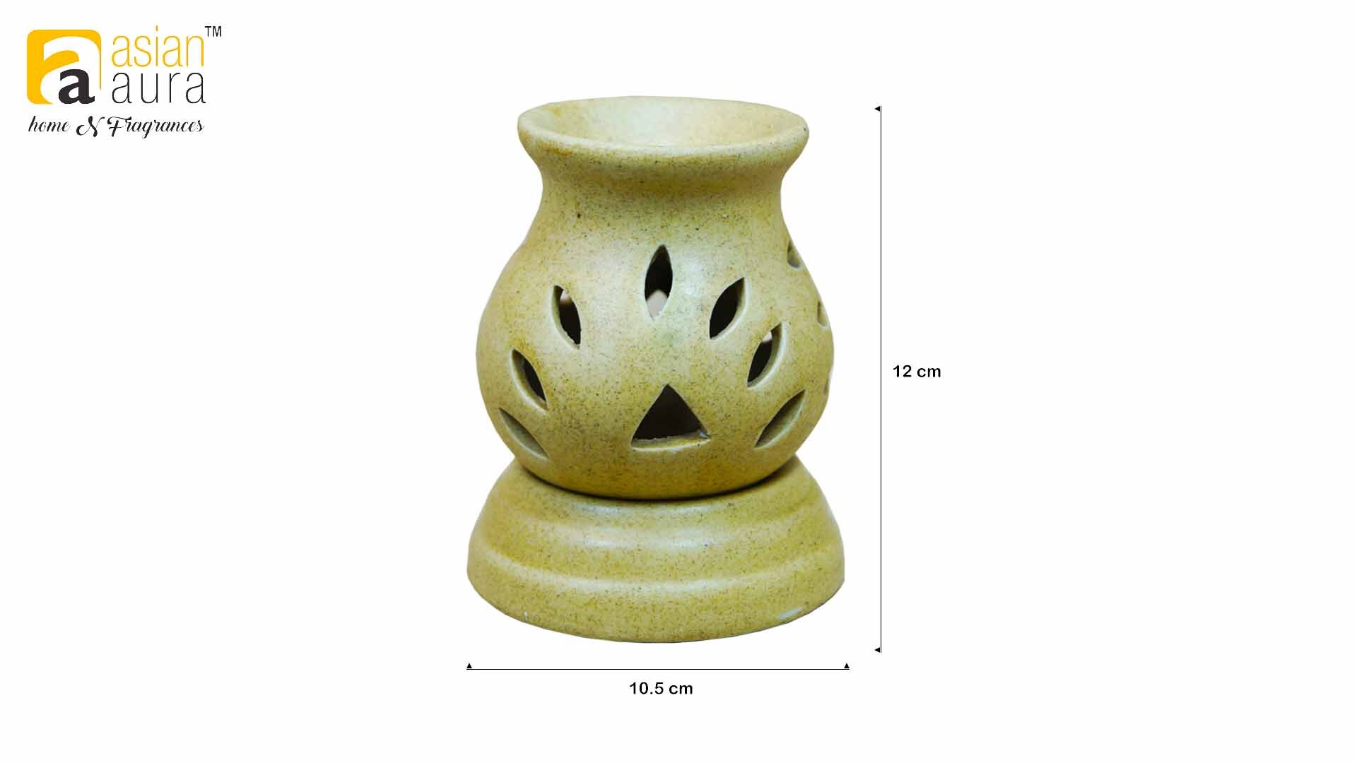 Asian Aura - Ceramic Aroma Oil Diffuser With 2 Aroma Oil Bottles | Elegant Design Long-lasting Fragrance Suitable For Home Or Office Use