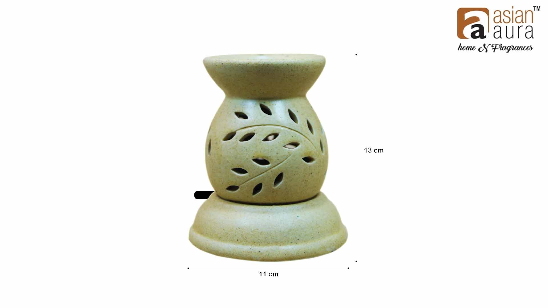 Asian Aura Ceramic Aromatic Oil Diffuser With 2 Oil Bottles Aaeb 006-b