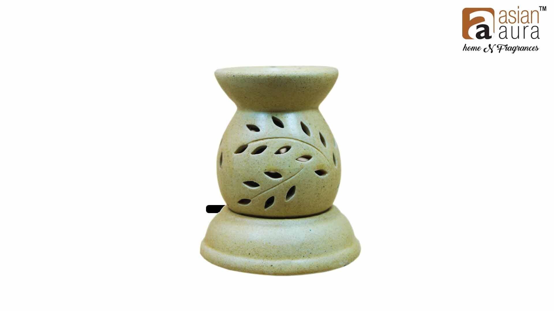 Asian Aura Ceramic Aromatic Oil Diffuser With 2 Oil Bottles Aaeb 006-b