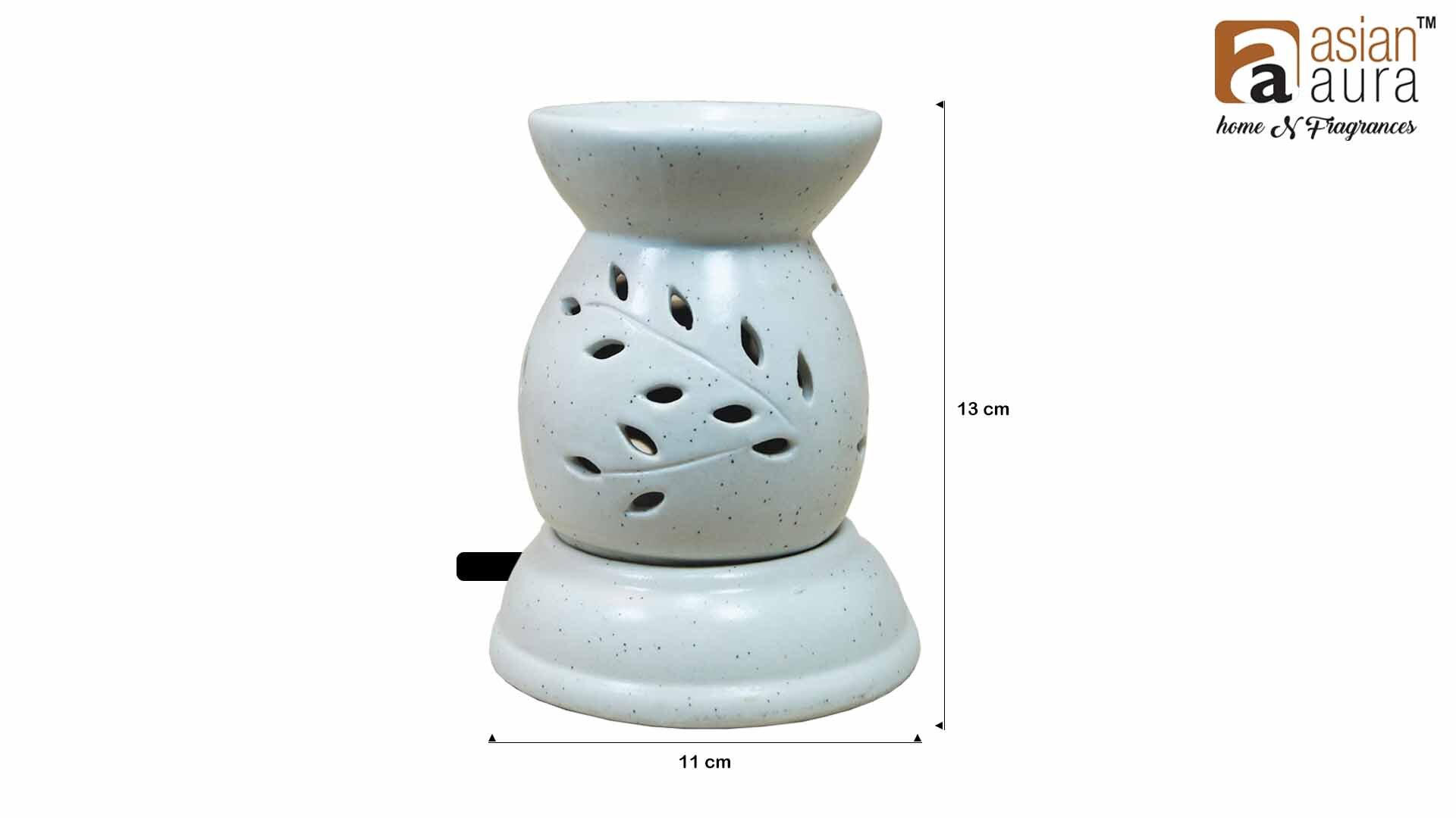 Asian Aura Ceramic Aromatic Oil Diffuser With 2 Oil Bottles Aaeb 006-w