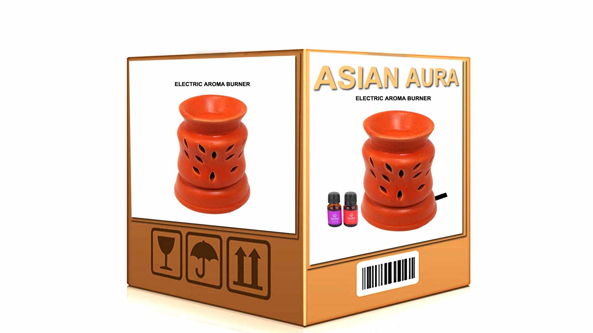 Asian Aura Ceramic Aromatic Oil Diffuser With 2 Oil Bottles Aaeb 009-o