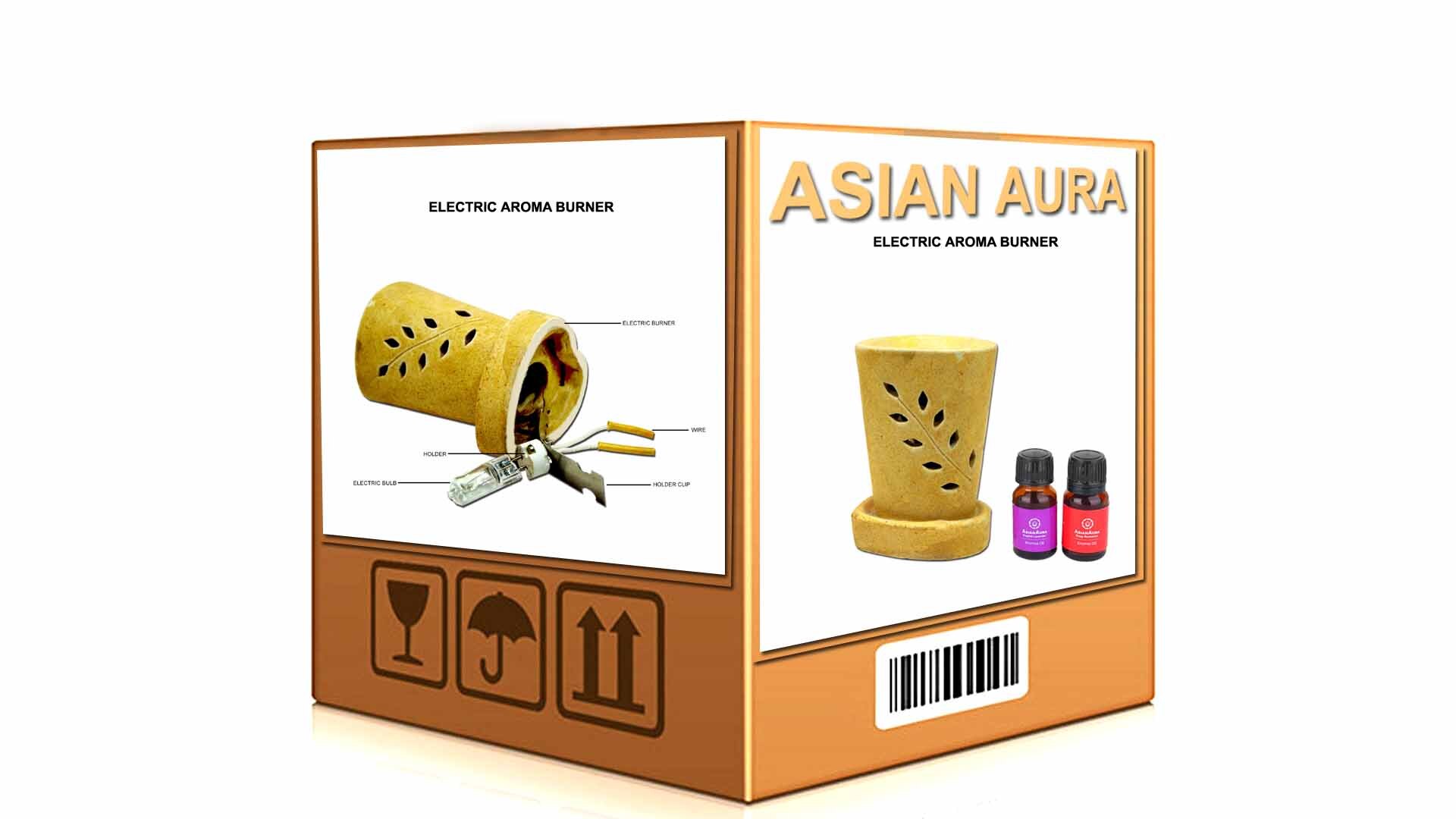 Asian Aura Ceramic Aromatic Oil Diffuser With 2 Oil Bottles Aaeb 0012-b
