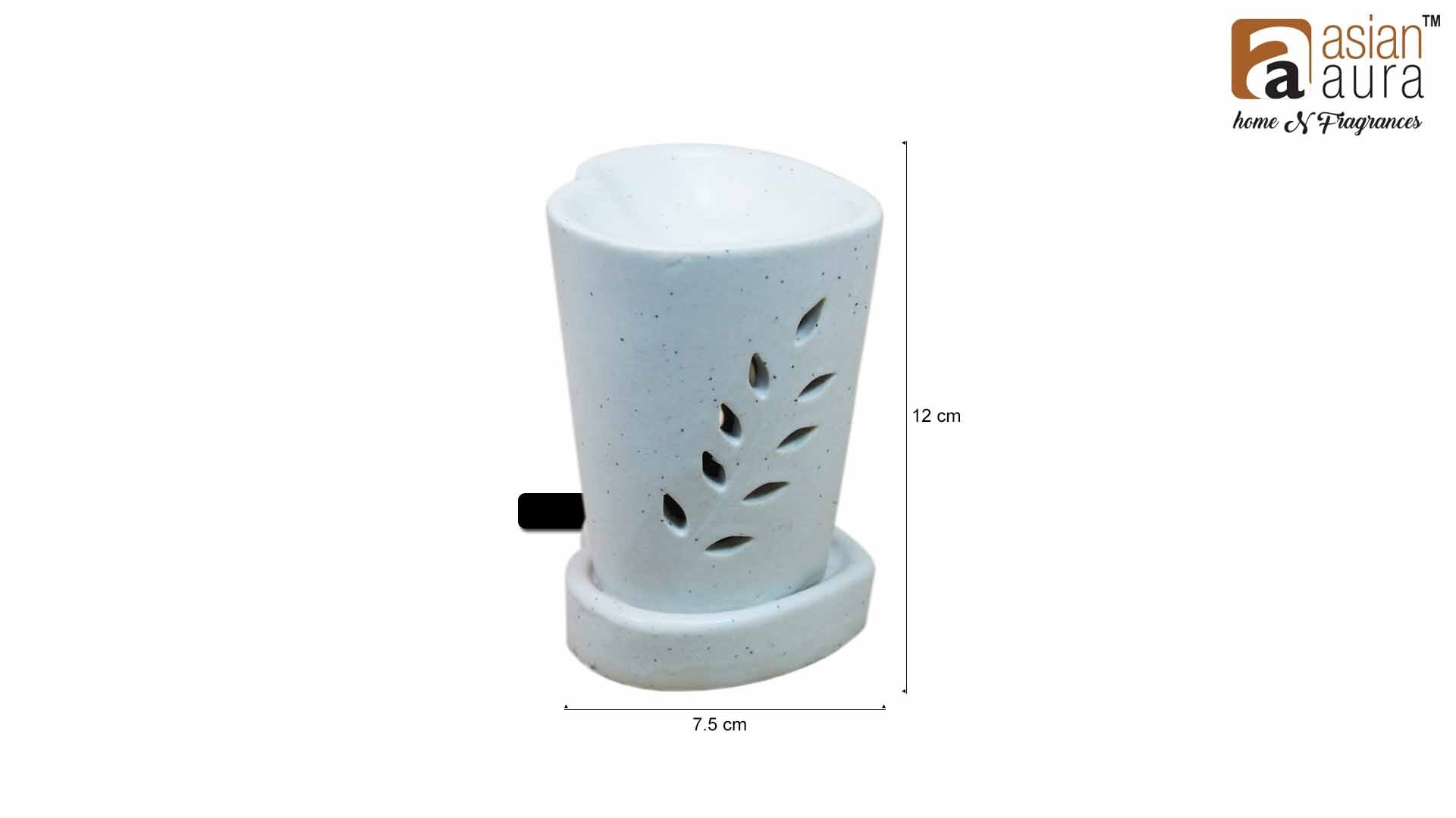 Asian Aura Ceramic Aromatic Oil Diffuser With 2 Oil Bottles Aaeb 0012-w