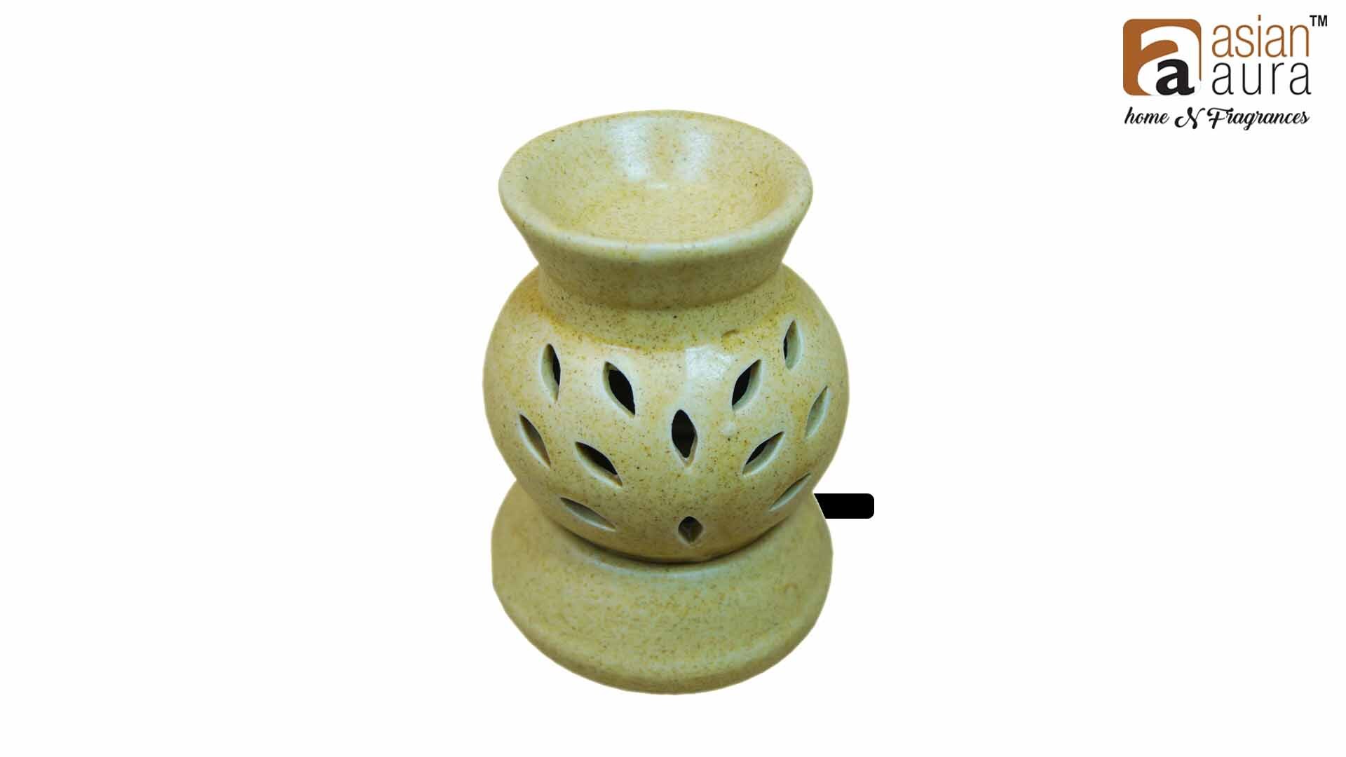 Asian Aura Ceramic Aromatic Oil Diffuser With 2 Oil Bottles Aaeb 0014-w