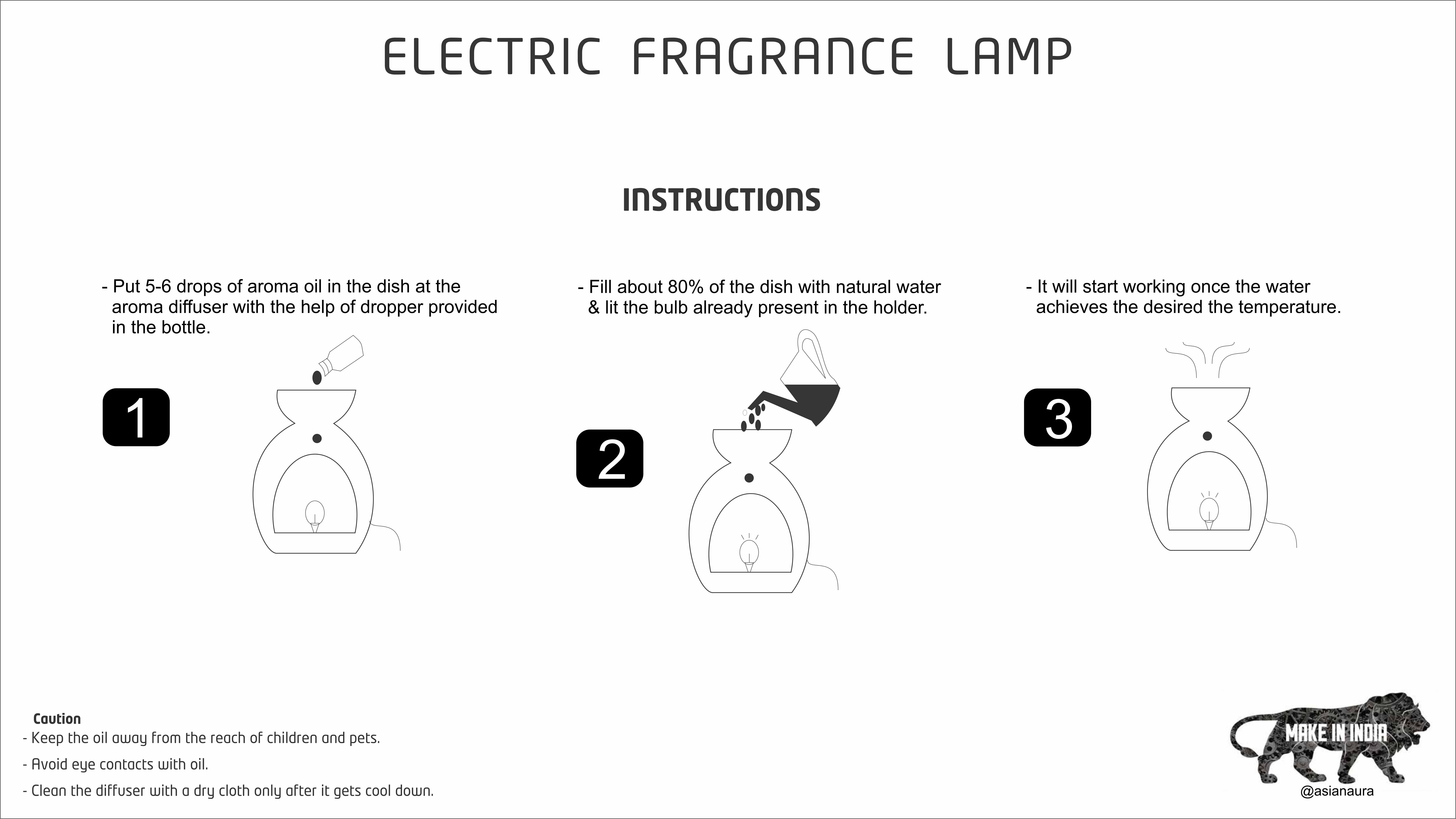 Asian Aura Ceramic Aromatic Oil Diffuser With 2 Oil Bottles Aaeb 0014-w