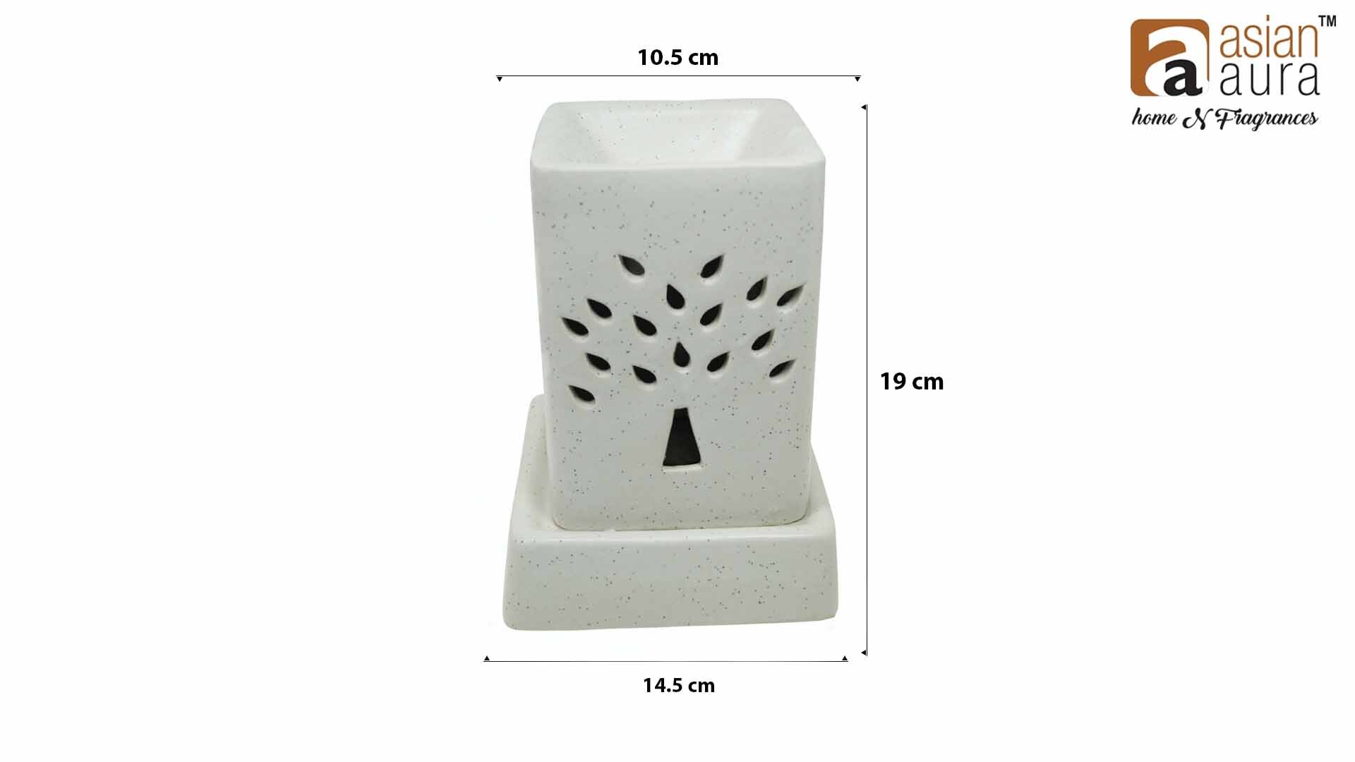 Asian Aura Ceramic Aromatic Oil Diffuser With 2 Oil Bottles Aaeb 0015-w