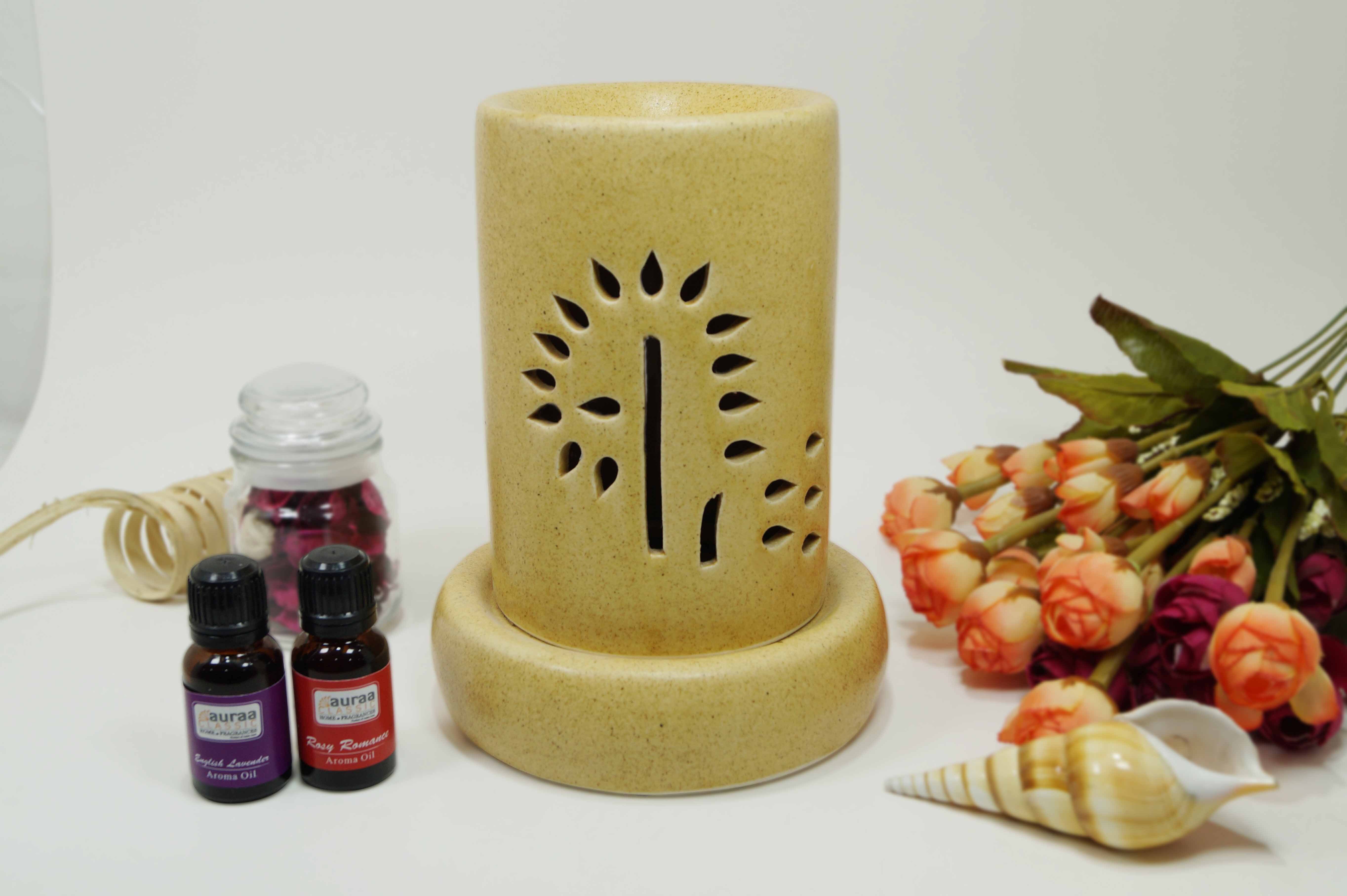 Asian Aura Ceramic Aromatic Oil Diffuser - 10ml Aroma Oil Bottles | Long-lasting Fragrance, Aesthetically Pleasing Design, Stress-relief And Personal Care