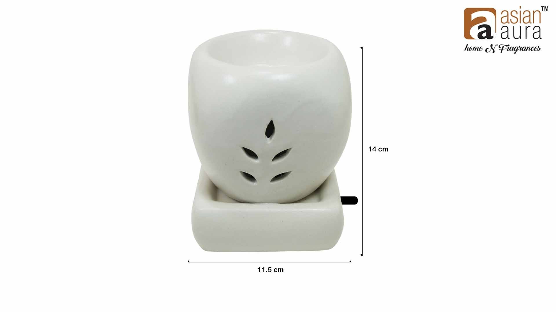 Asian Aura Ceramic Aromatic Oil Diffuser With 2 Oil Bottles Aaeb 0019-w