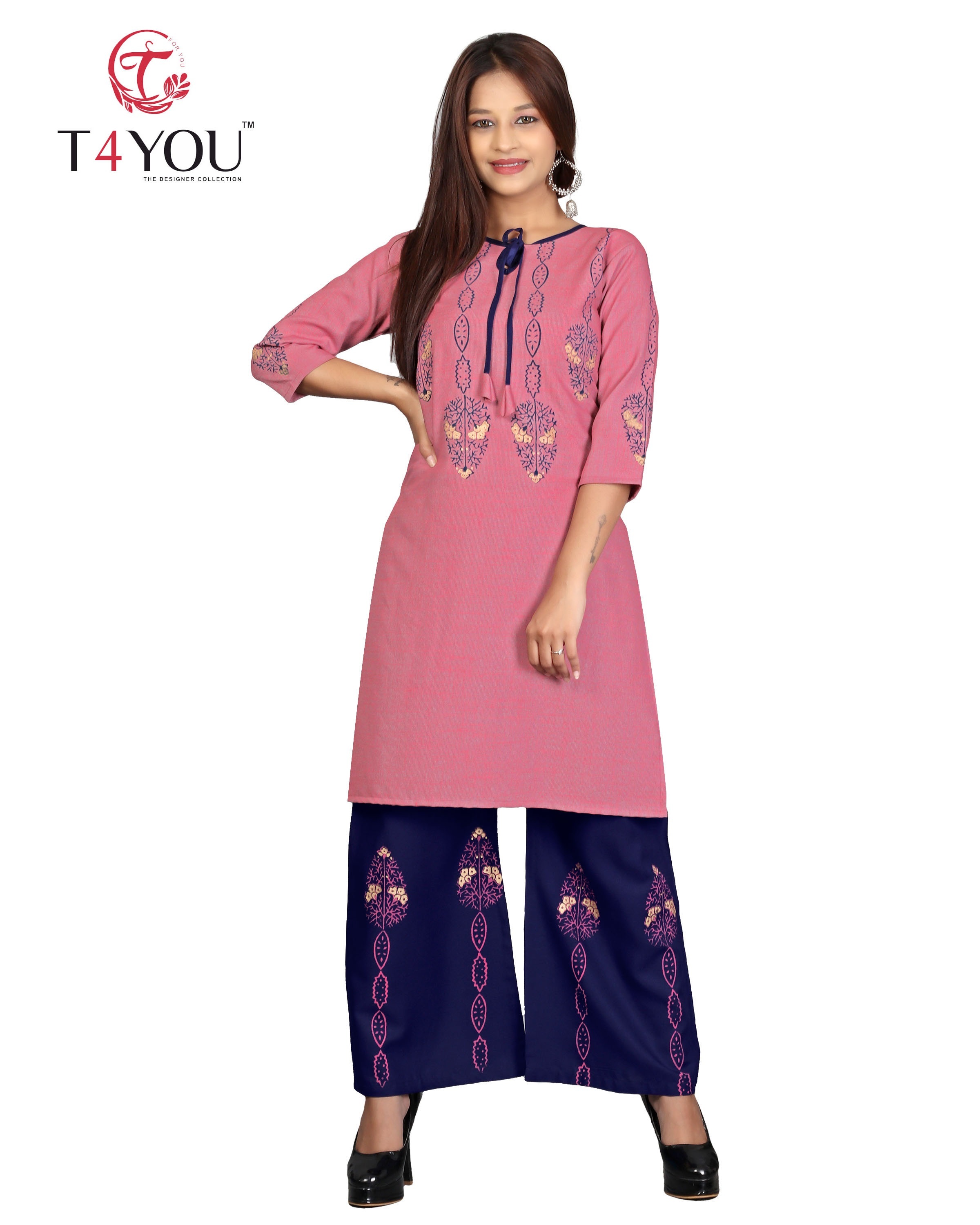 Girls Kurti - Rayon Fabric, Customized Size 9-14 Years, Colors: Pink, Pista, Green | Trendy Block Print Design, Includes Matching Sarara Set