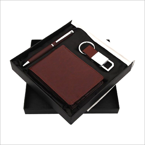 ब्राउन 3 इन 1 पेन किचेन वॉलेट कॉम्बो गिफ्ट सेट Sr 131 Escalla