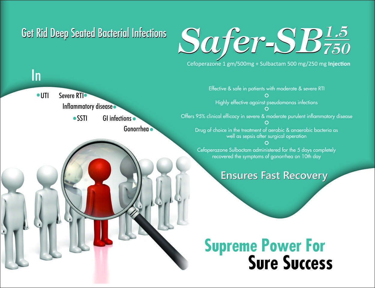 Cefoperazone Sulbactam Injection - 1.5gm Powder For Injection | Anti-bacterial Treatment, Contains Cefoperazone 1000mg + Sulbactam 500mg, Supervised Use Only