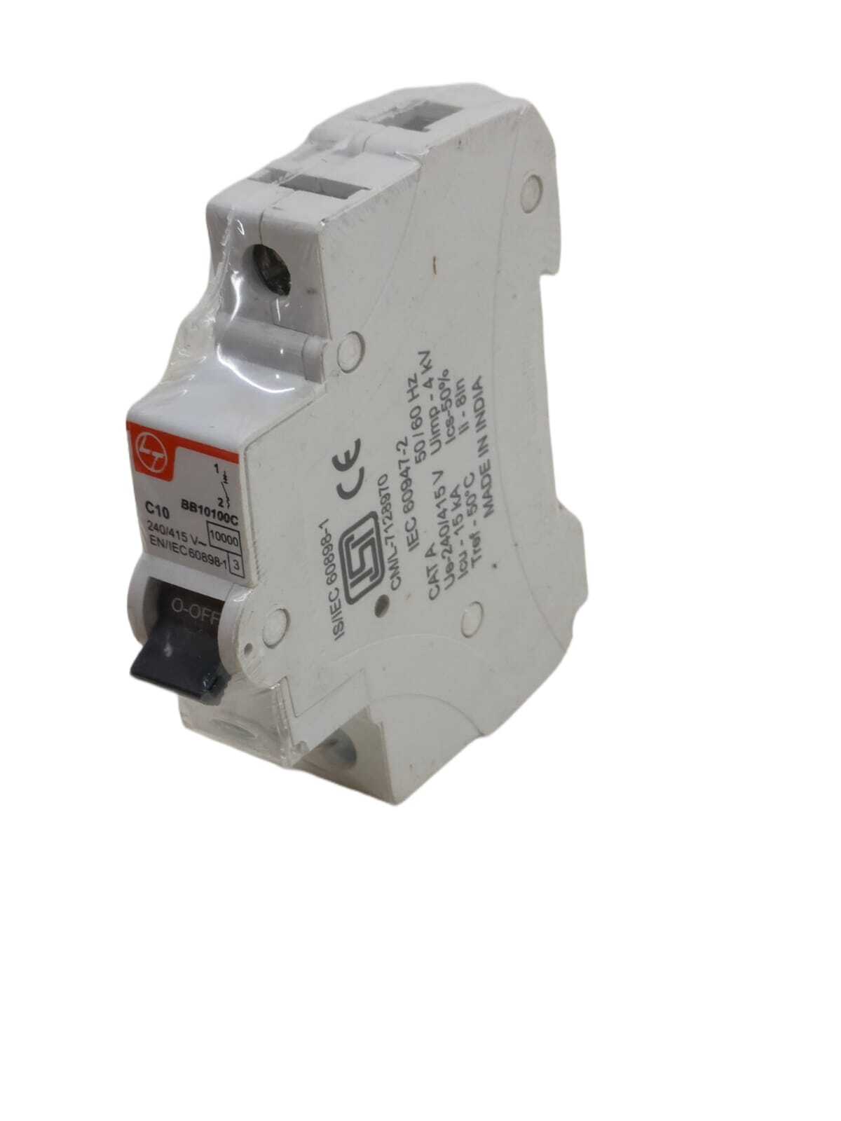 L&t Exora 10a Single Pole Mcb - Rated Voltage 415v, Rated Current 240a, Weight 30g, Phase Single, Curve Type C | Trip Free Mechanism, Advanced Current Limiting Design, No Line-load Bias, Accessory Fitment