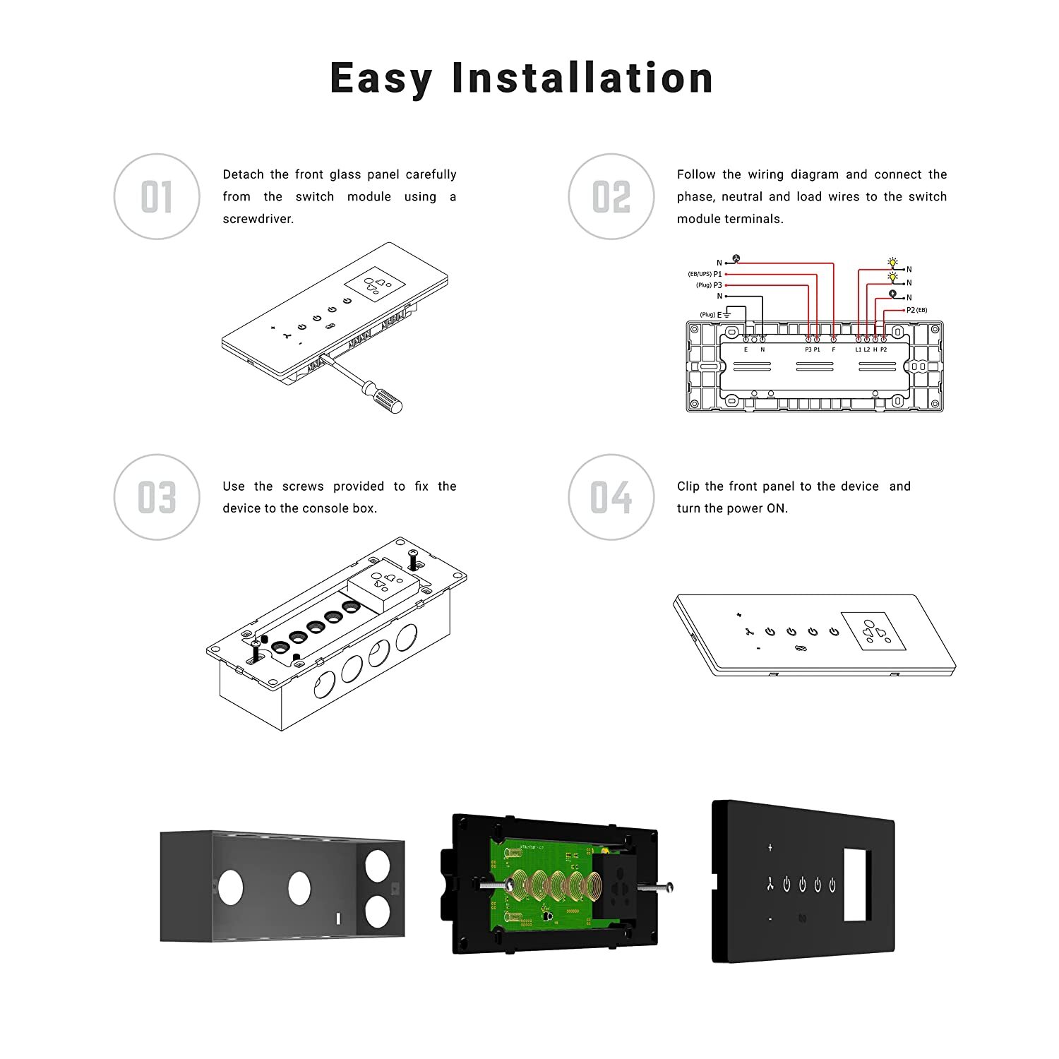 3 Lights 1 Fan And Plug With Touch Controlite Variant