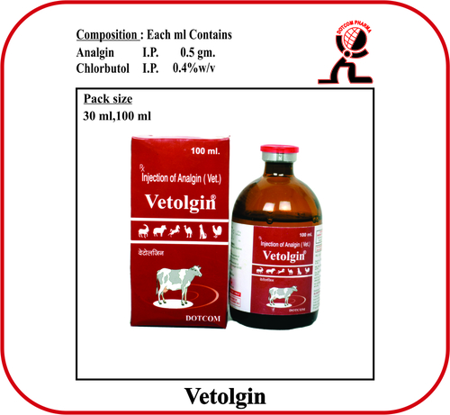 लिक्विड एनालगिन I.P. ब्रांड - Vetolgin 100 Ml Injection