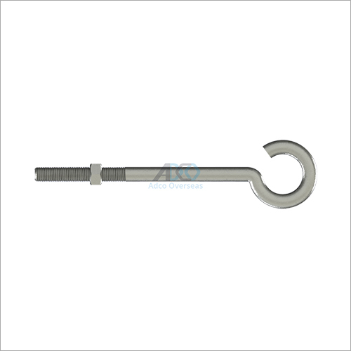 Eye Bolt Hook Type - Steel, Gray Color, Polished Surface Finish | Industrial Application, 1 Year Warranty, Hook Shape