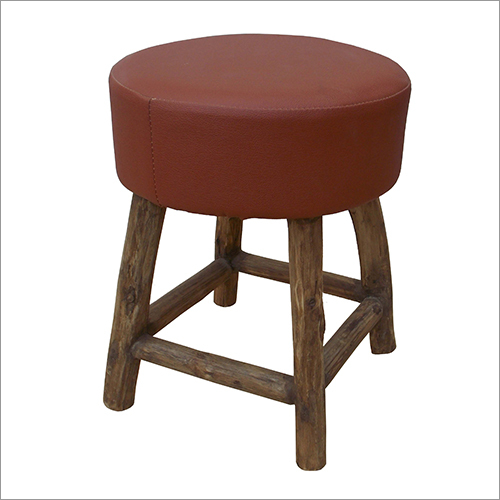 Handmade Wood Leather Stool