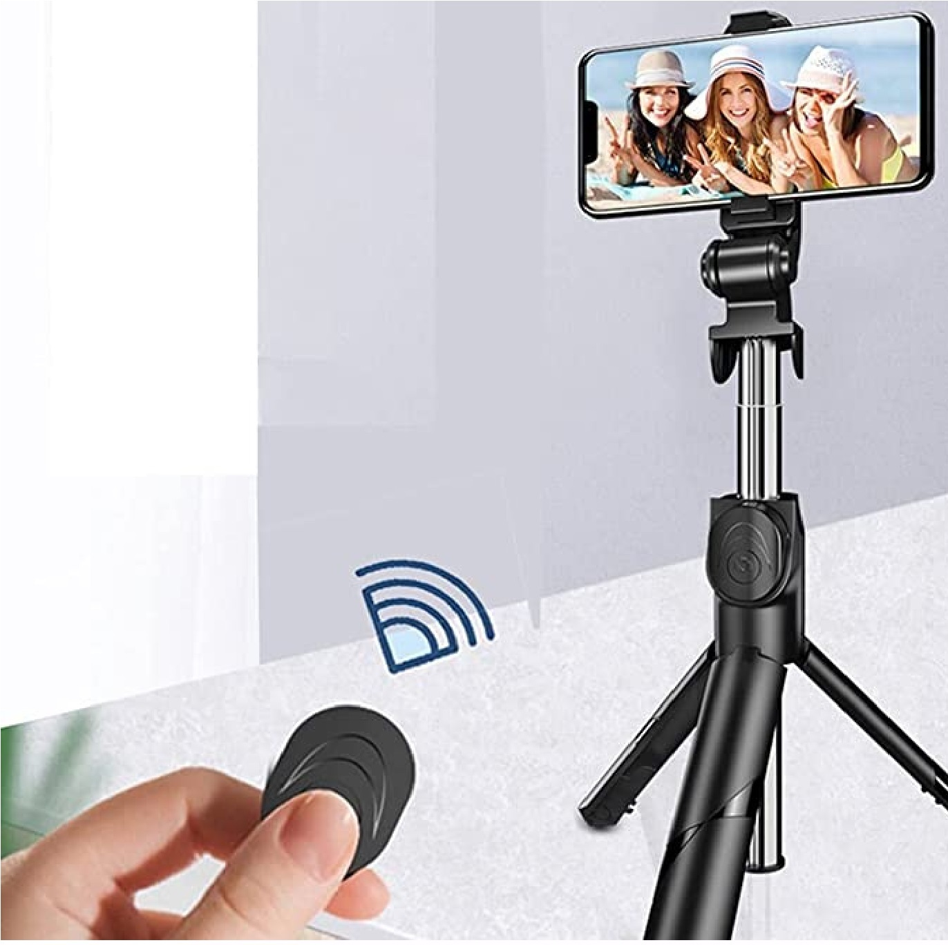 Xt-02 Selfie Stick - Abs + Stainless Steel, Black | Bluetooth 4.2, 10 M Range, Compact & Lightweight Design, Tripod Functionality