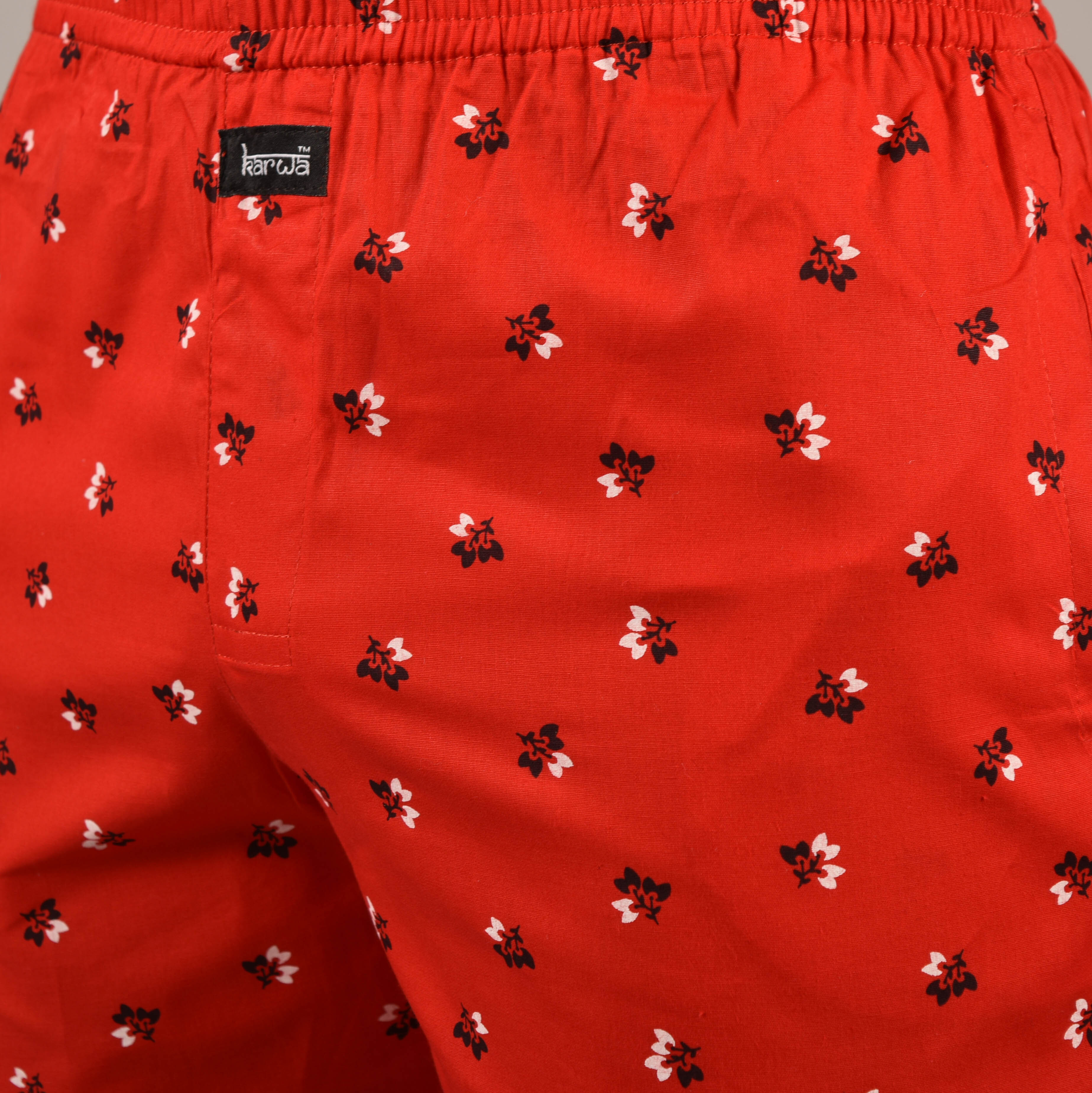 Red Mens Pure Cotton Boxers