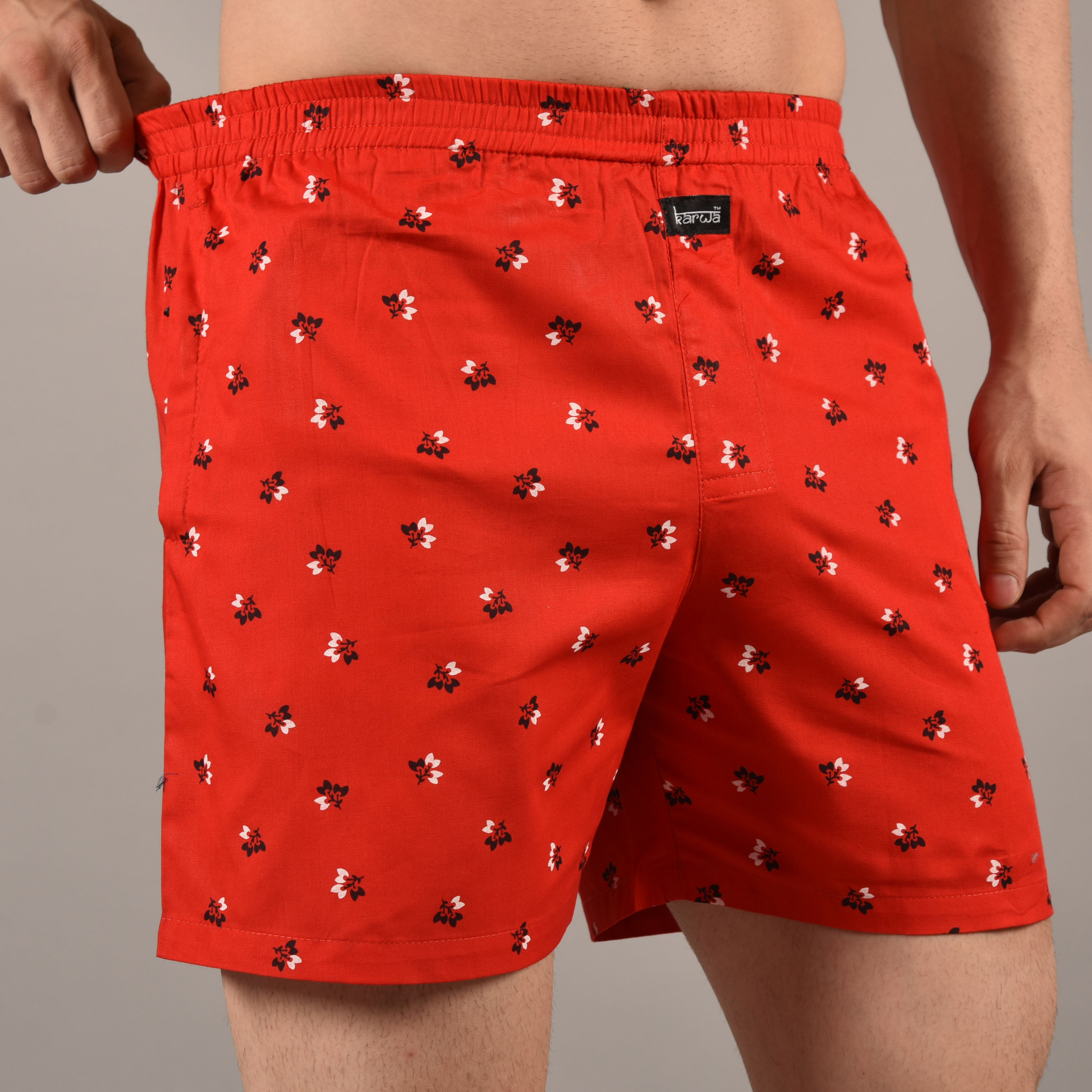 Red Mens Pure Cotton Boxers