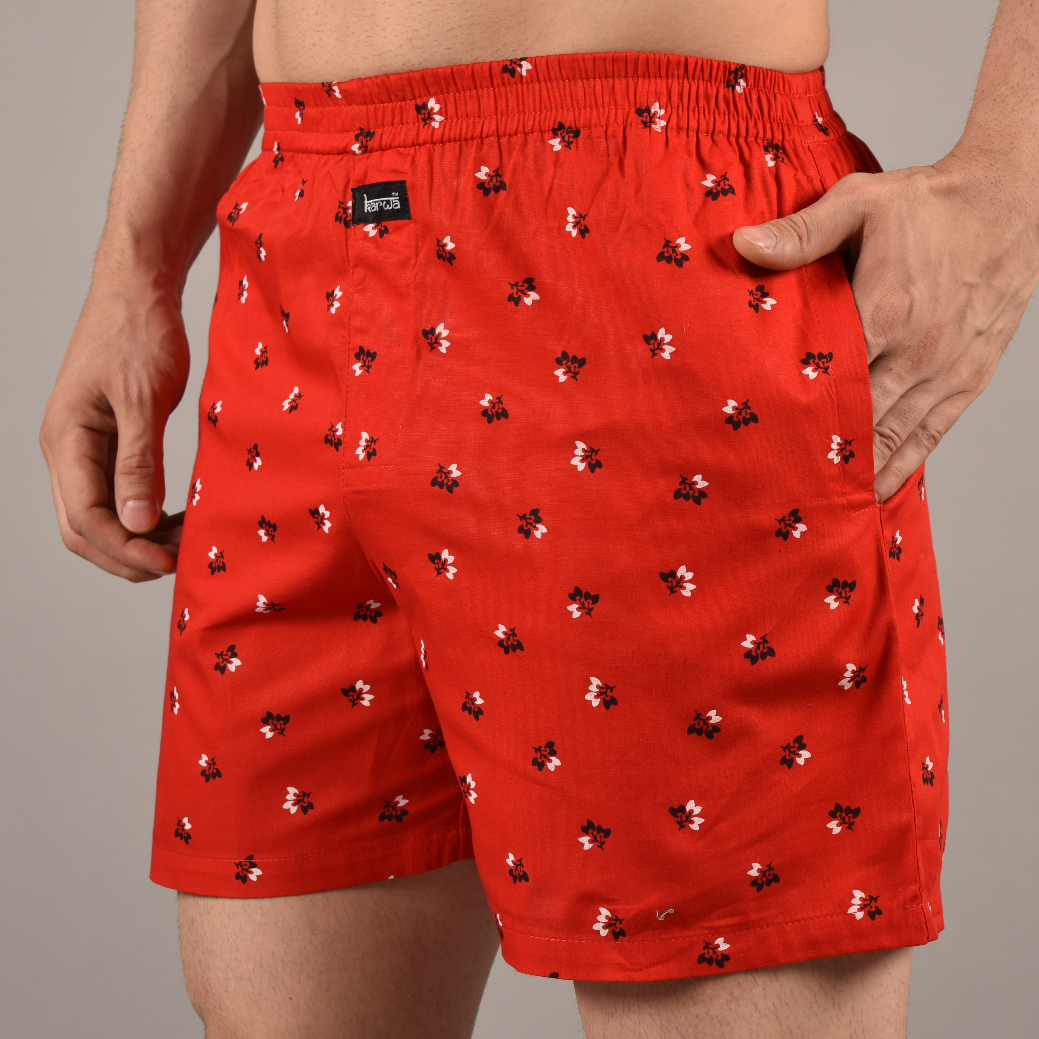 Red Mens Pure Cotton Boxers