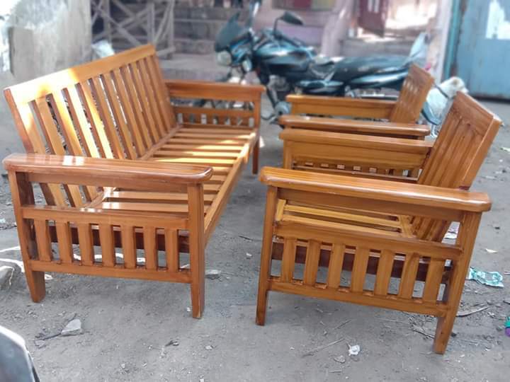 Handmade 5 Wooden Seater Sofa Set