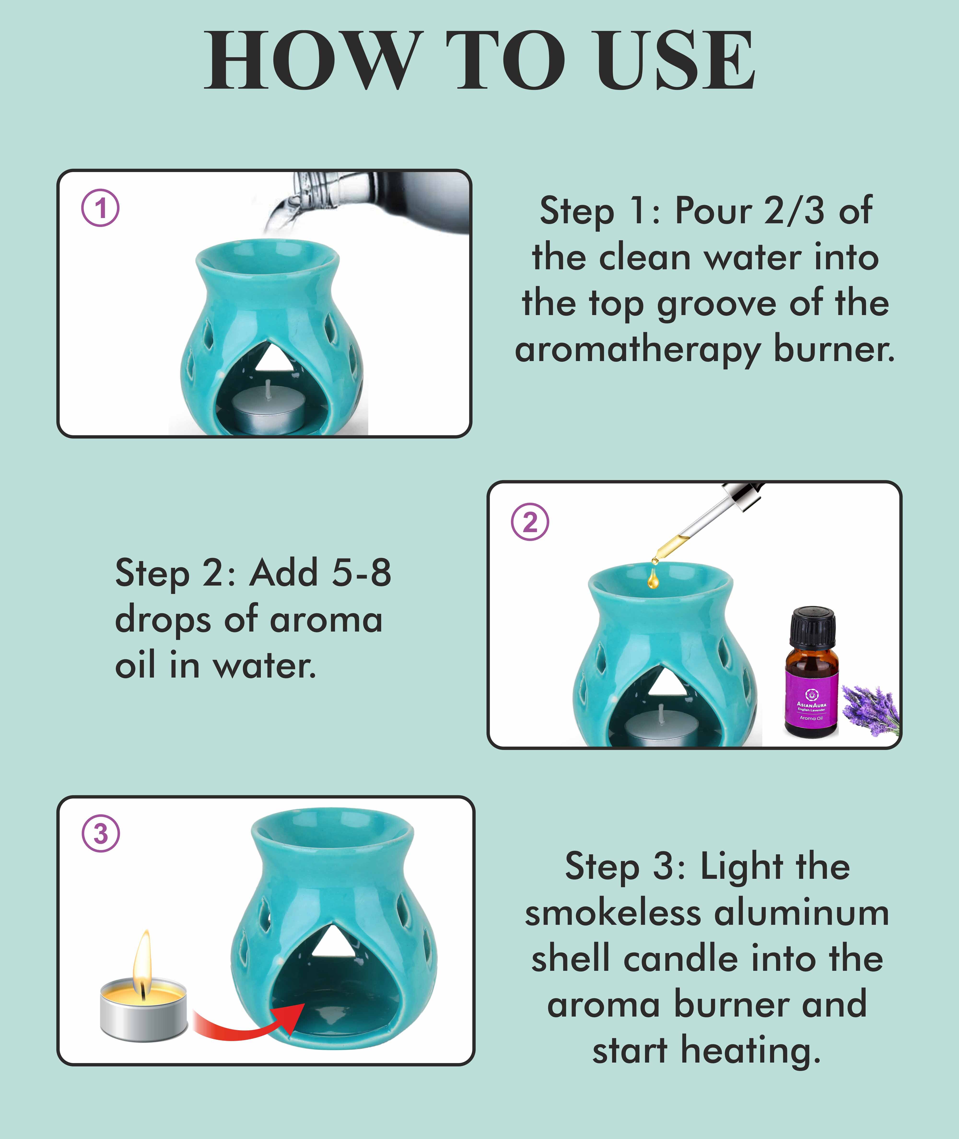 Asian Aura Ceramic Aromatic Oil Diffuser With 2 Oil Bottles Aa-cb-0026