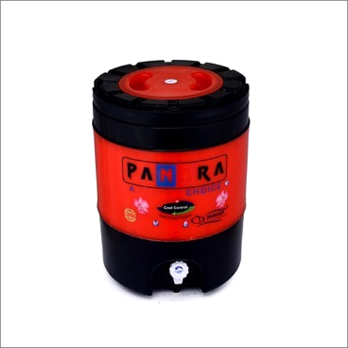 Insulated Red And Black Water Jug - Unbreakable Plastic, 12 Inch Diameter, 18 Ltr Capacity | Features High-Quality, Threaded Lid, Round Shape