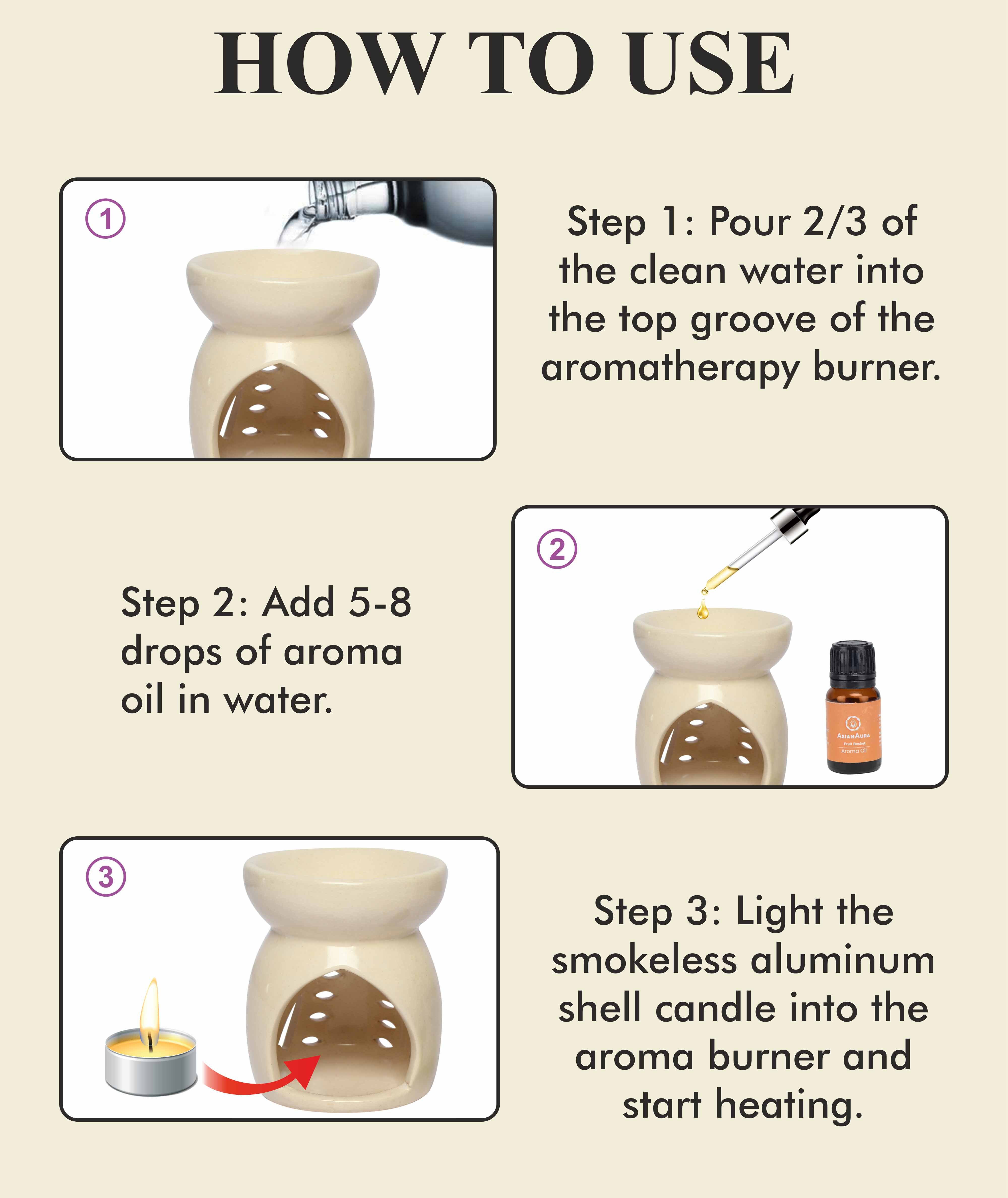 Asian Aura Ceramic Aromatic Oil Diffuser With 2 Oil Bottles Aa-cb-0029d-w