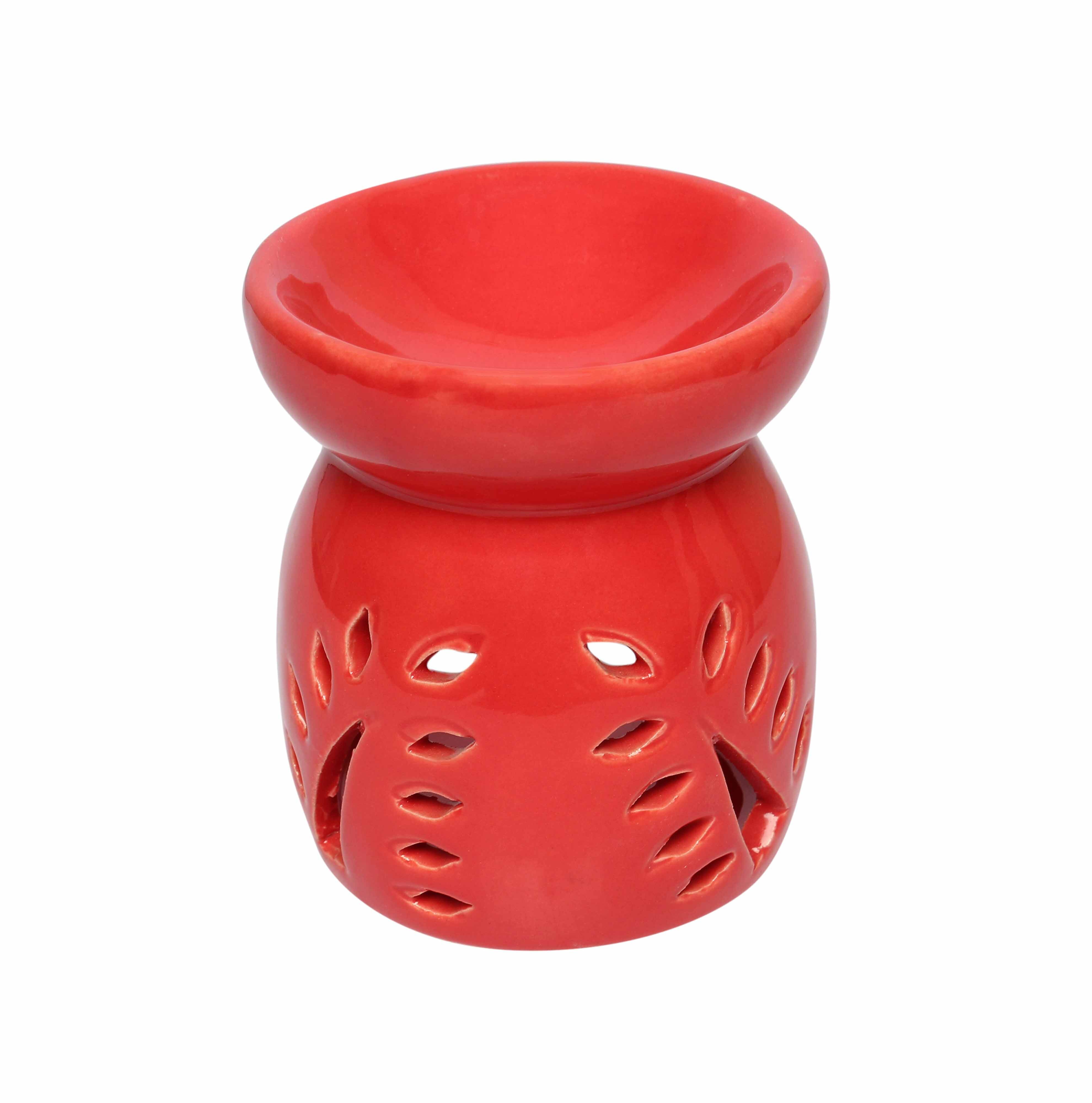 Asian Aura Ceramic Aromatic Oil Diffuser With 2 Oil Bottles Aa-cb-0029red