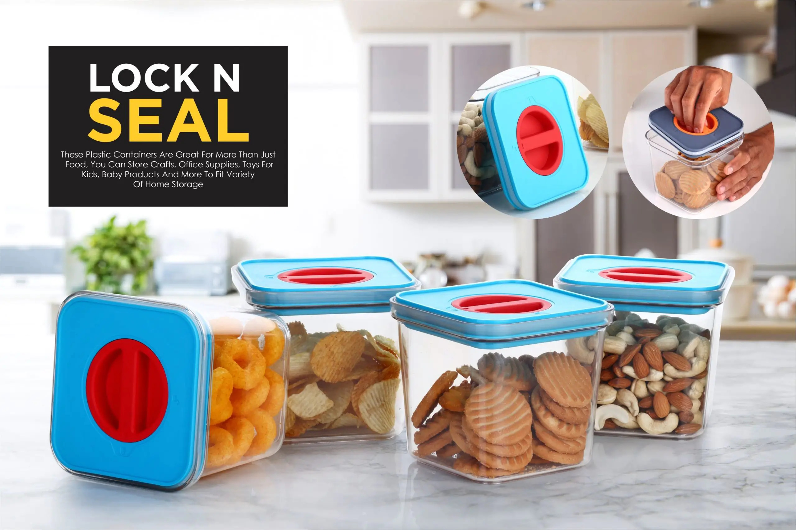 Grey Plastic Airtight Storage Containers
