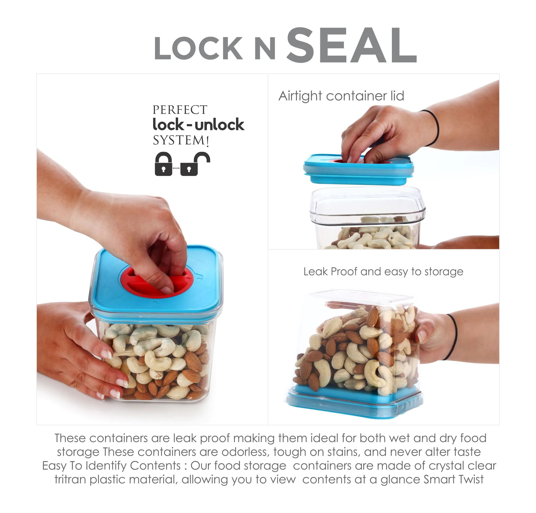 Grey Plastic Airtight Storage Containers