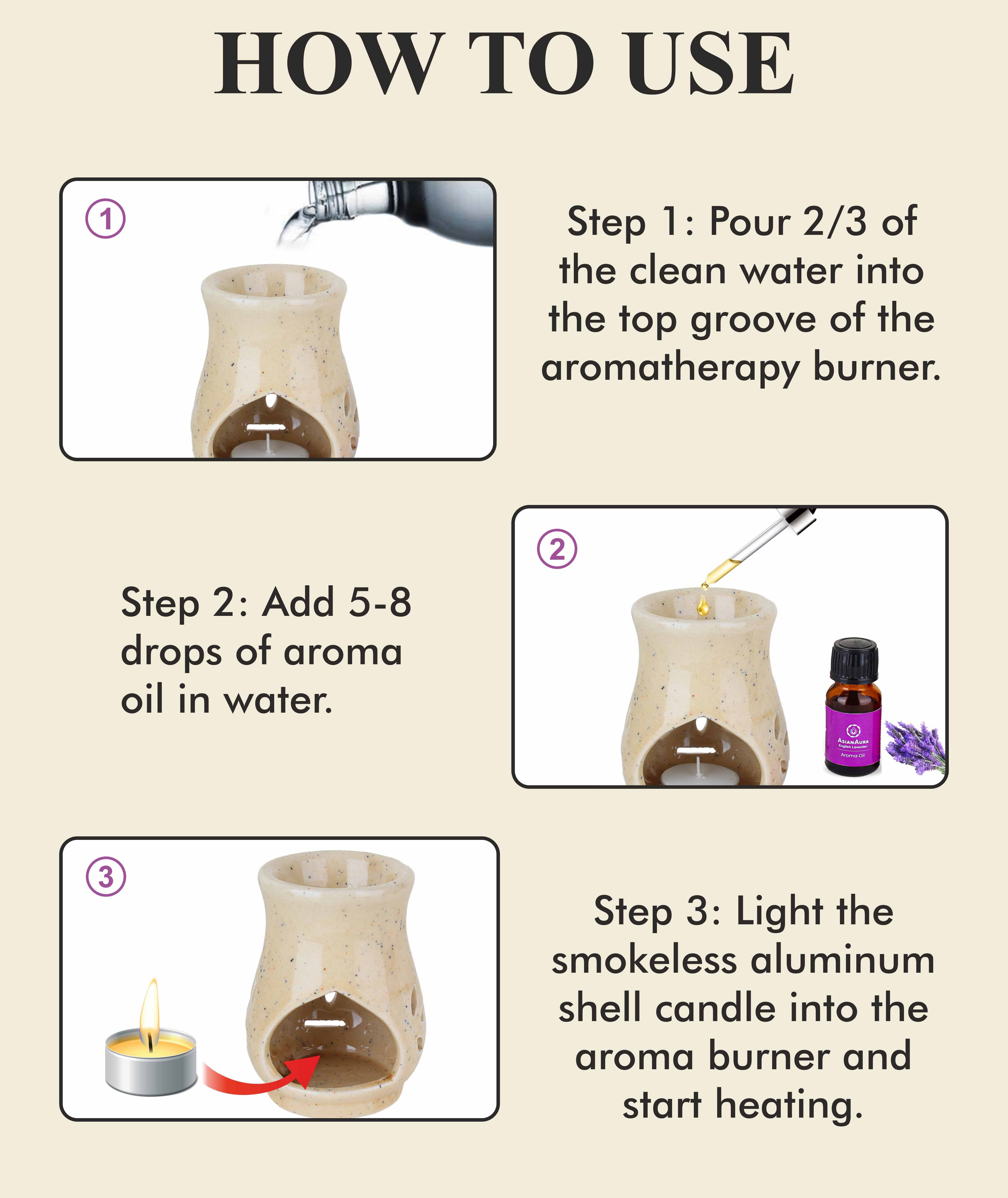 Asian Aura Ceramic Aromatic Oil Diffuser With 2 Oil Bottles Aa-cb-0031b