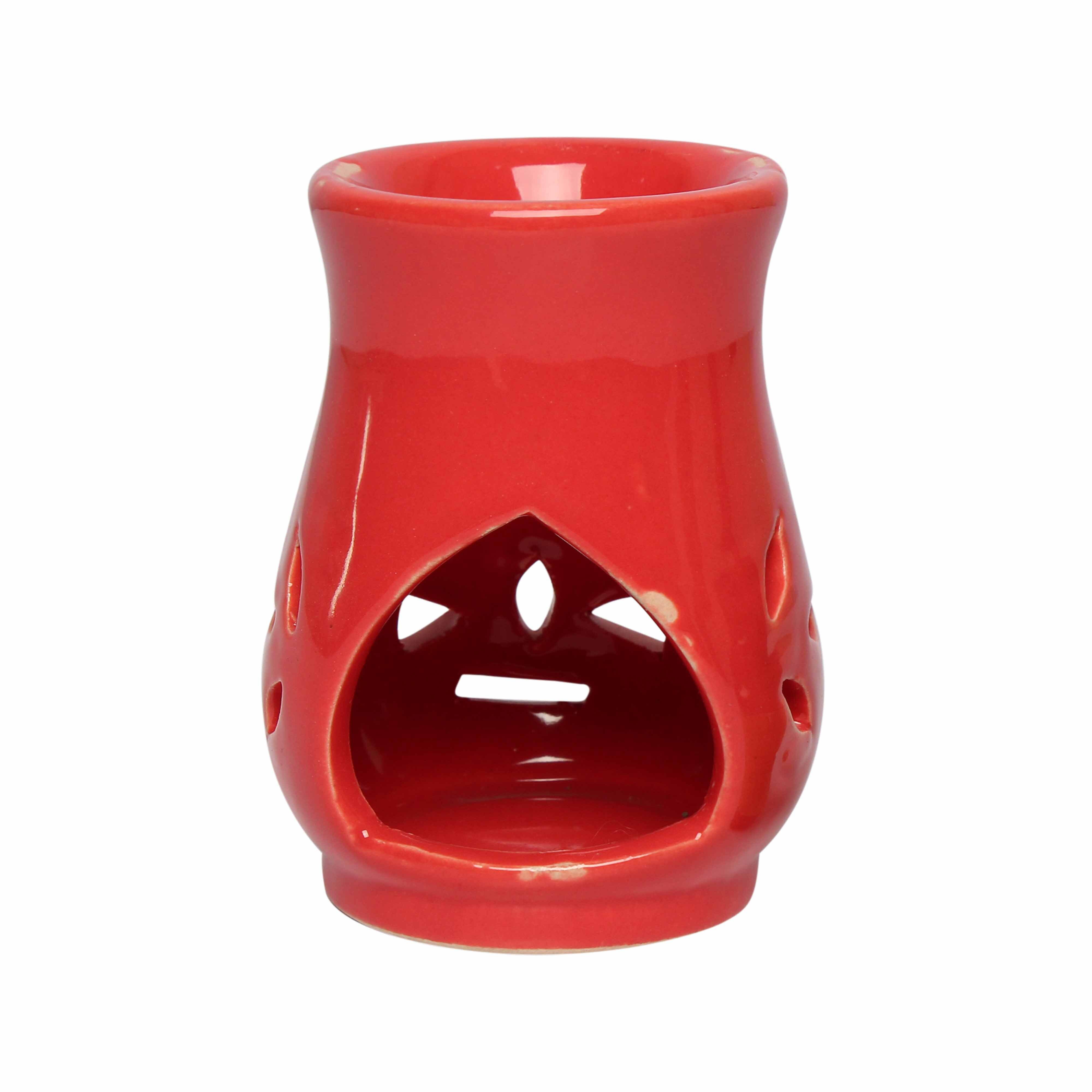 Asian Aura Ceramic Aromatic Oil Diffuser With 2 Oil Bottles Aa-cb-0031red