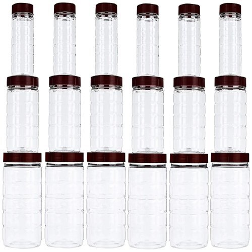 Round Plastic Storage Container Set - Plastic, 24pcs , Airtight, Transparent Handy Design Ideal For Organized Spice And Staple Storage