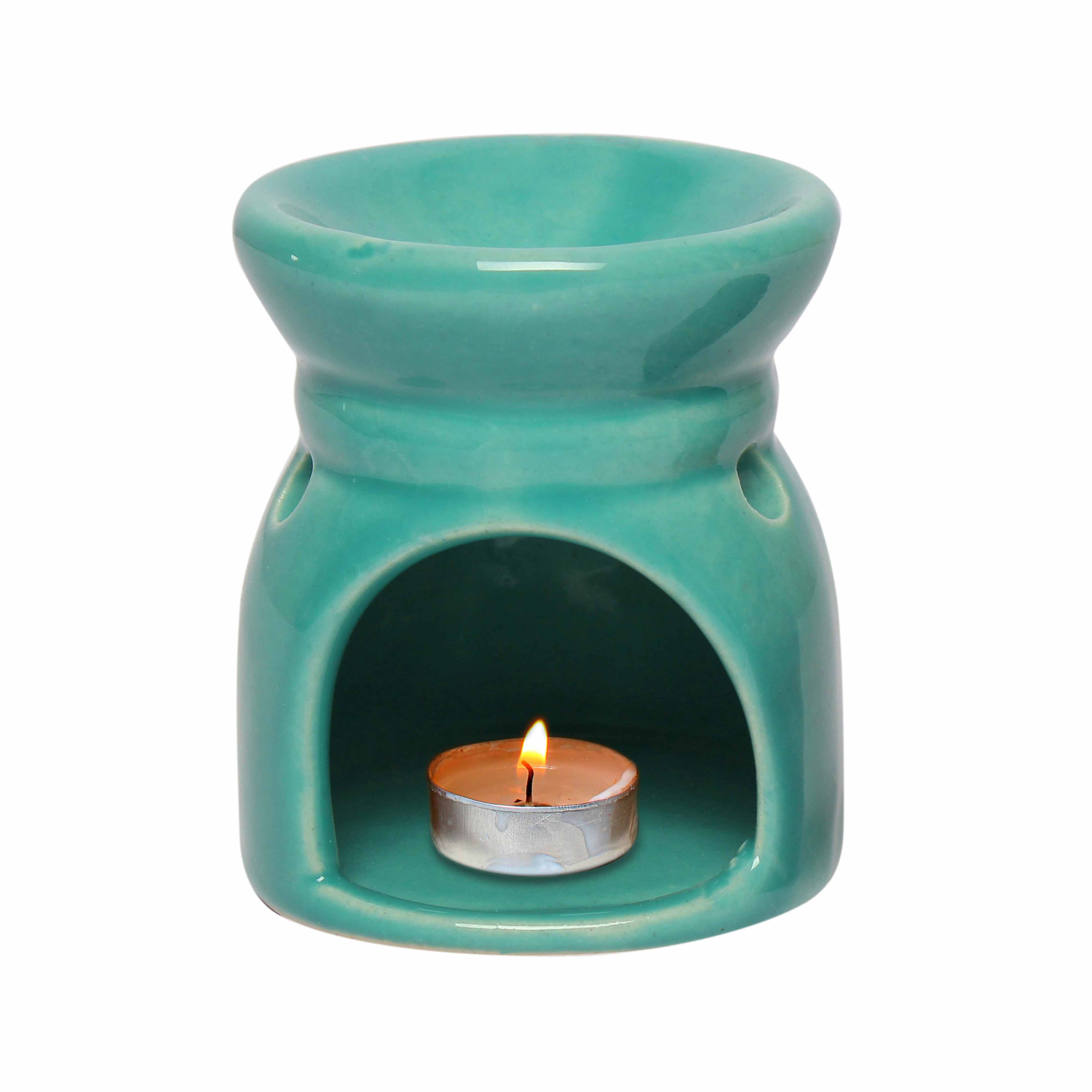 Asian Aura Ceramic Aromatic Oil Diffuser With 2 Oil Bottles Aa-cb-0032t-green