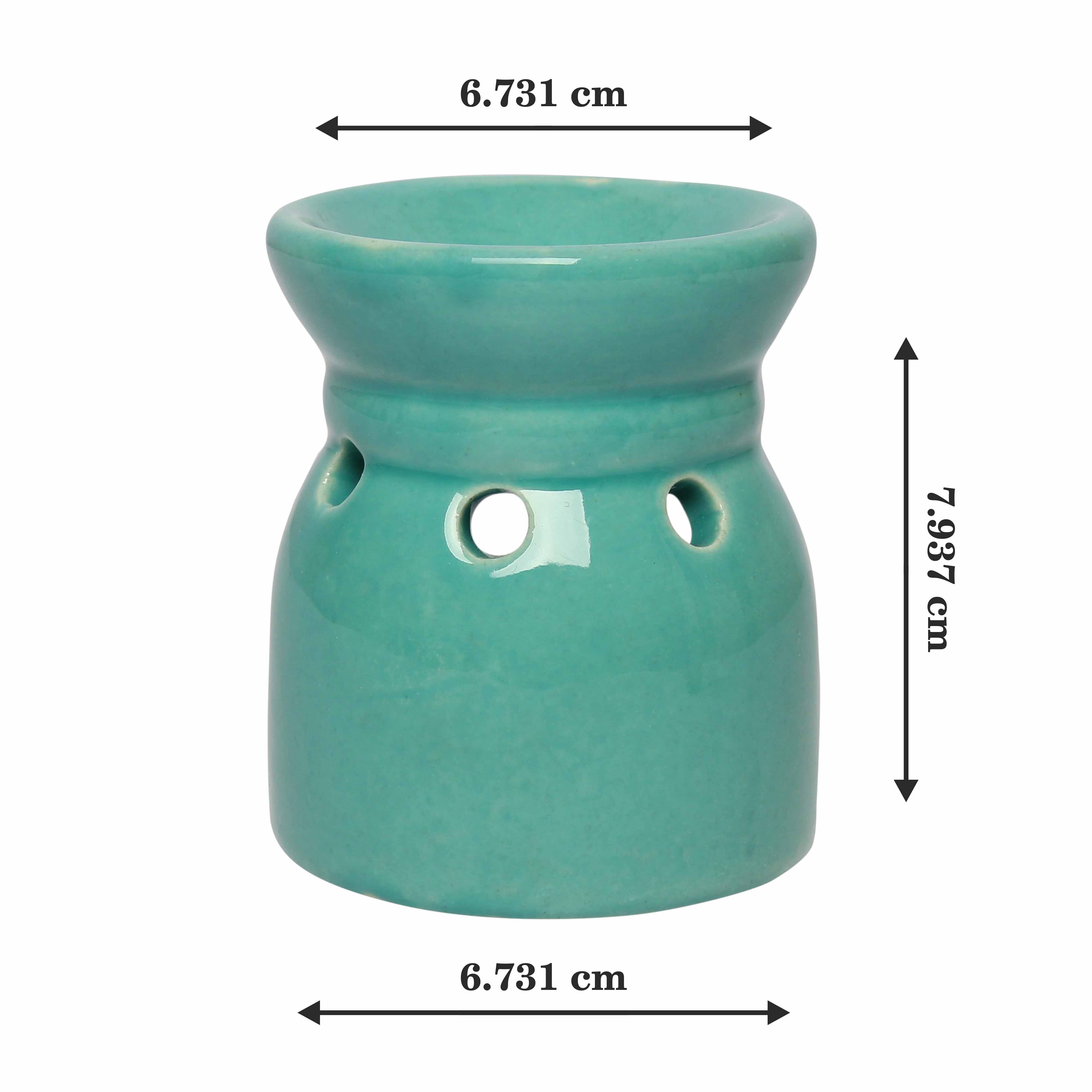 Asian Aura Ceramic Aromatic Oil Diffuser With 2 Oil Bottles Aa-cb-0032t-green