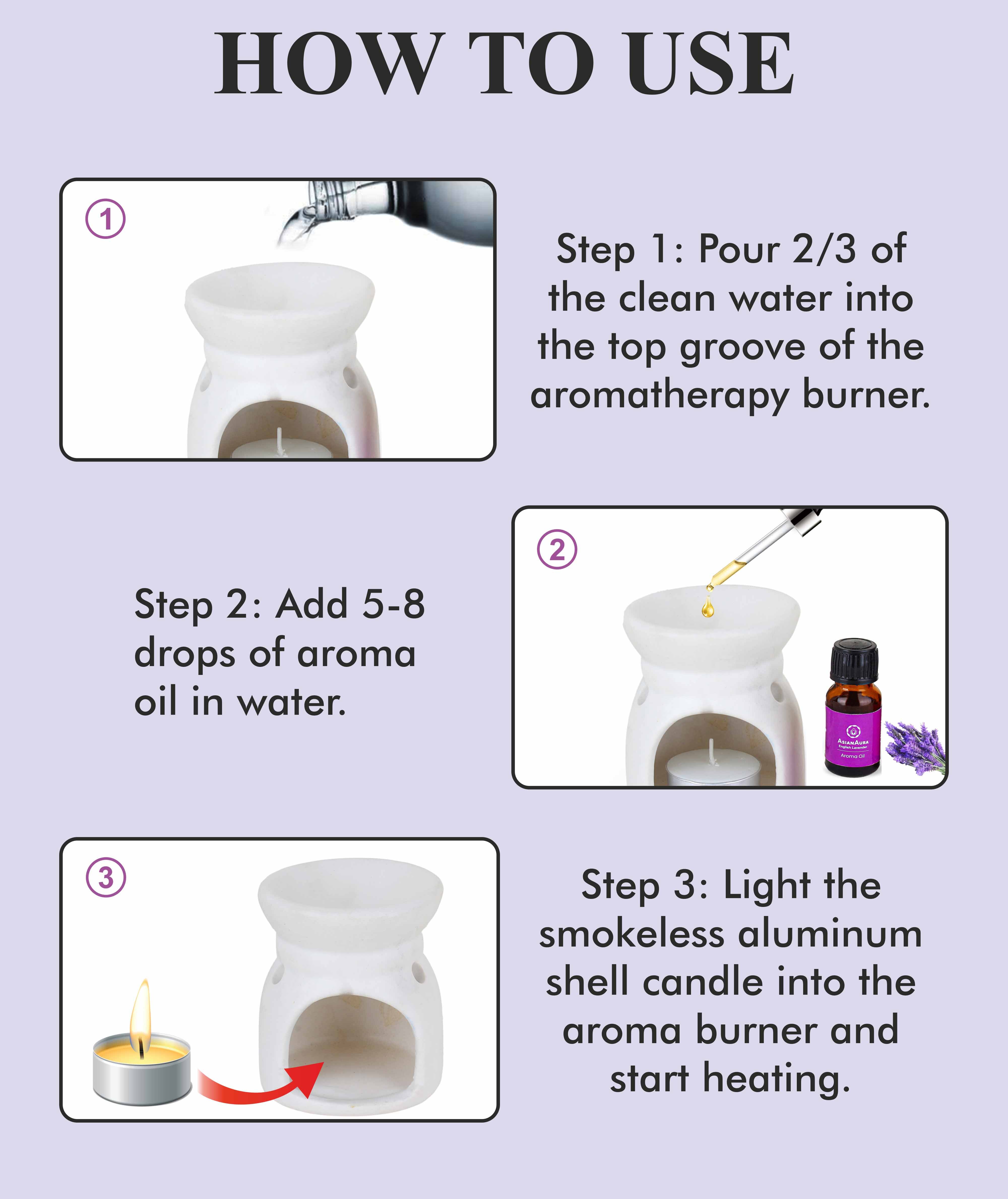 Asian Aura Ceramic Aromatic Oil Diffuser With 2 Oil Bottles Aa-cb-0032w