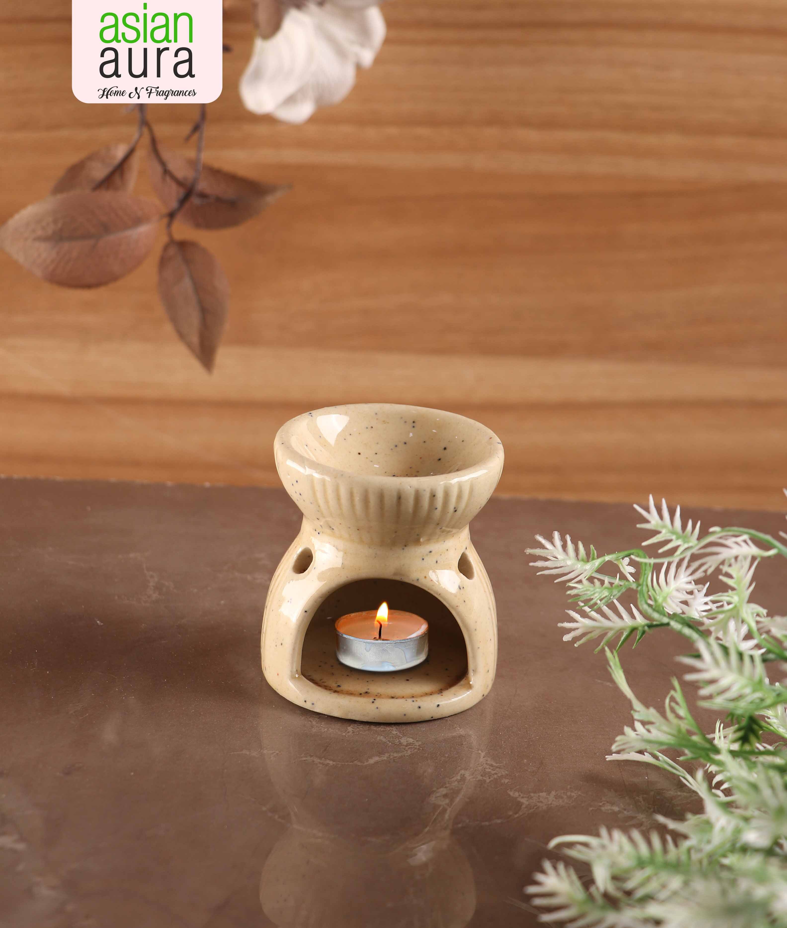 Asian Aura Ceramic Aromatic Oil Diffuser With 2 Oil Bottles Aa-cb-0035b