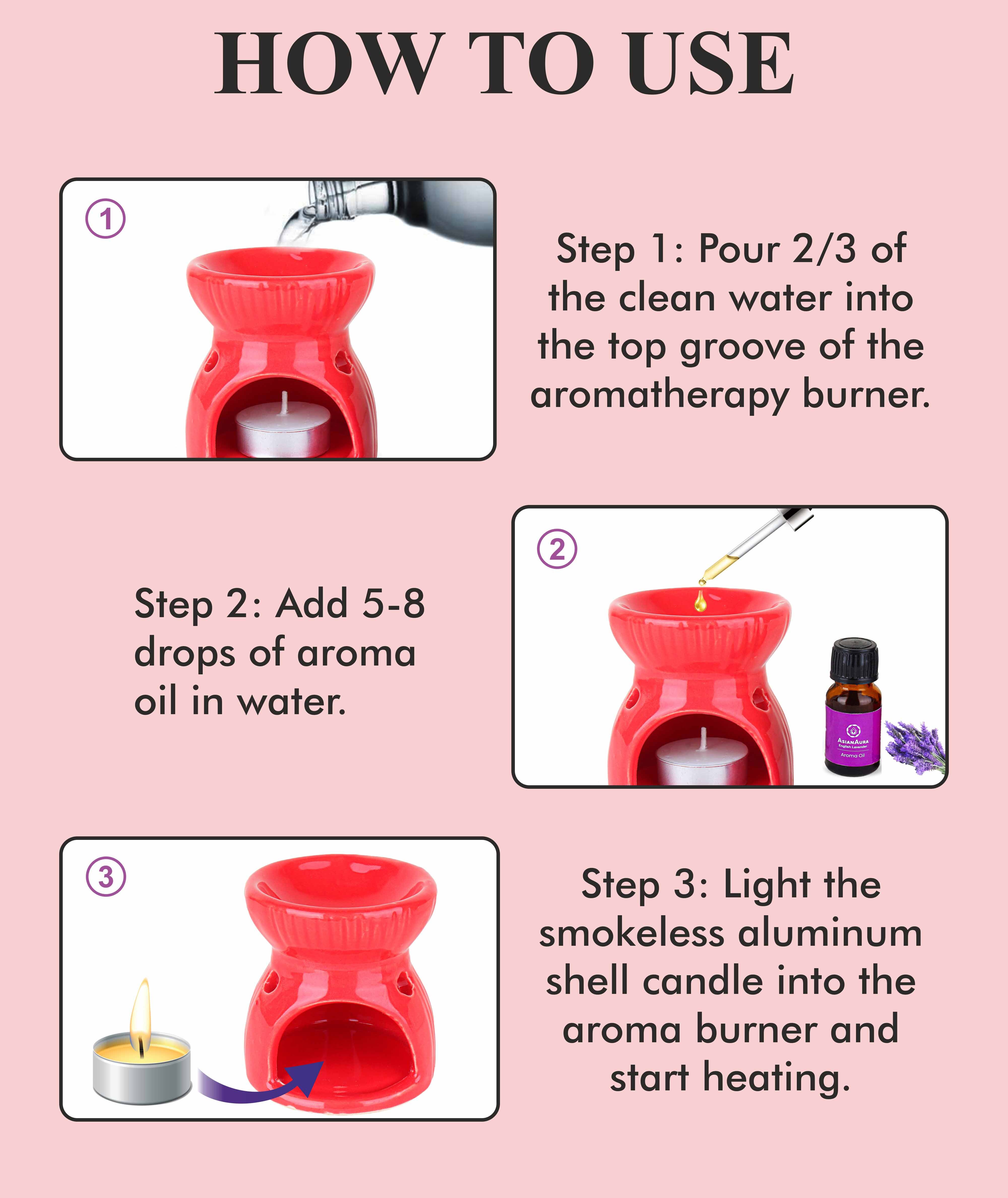 Asian Aura Ceramic Aromatic Oil Diffuser With 2 Oil Bottles Aa-cb-0035r