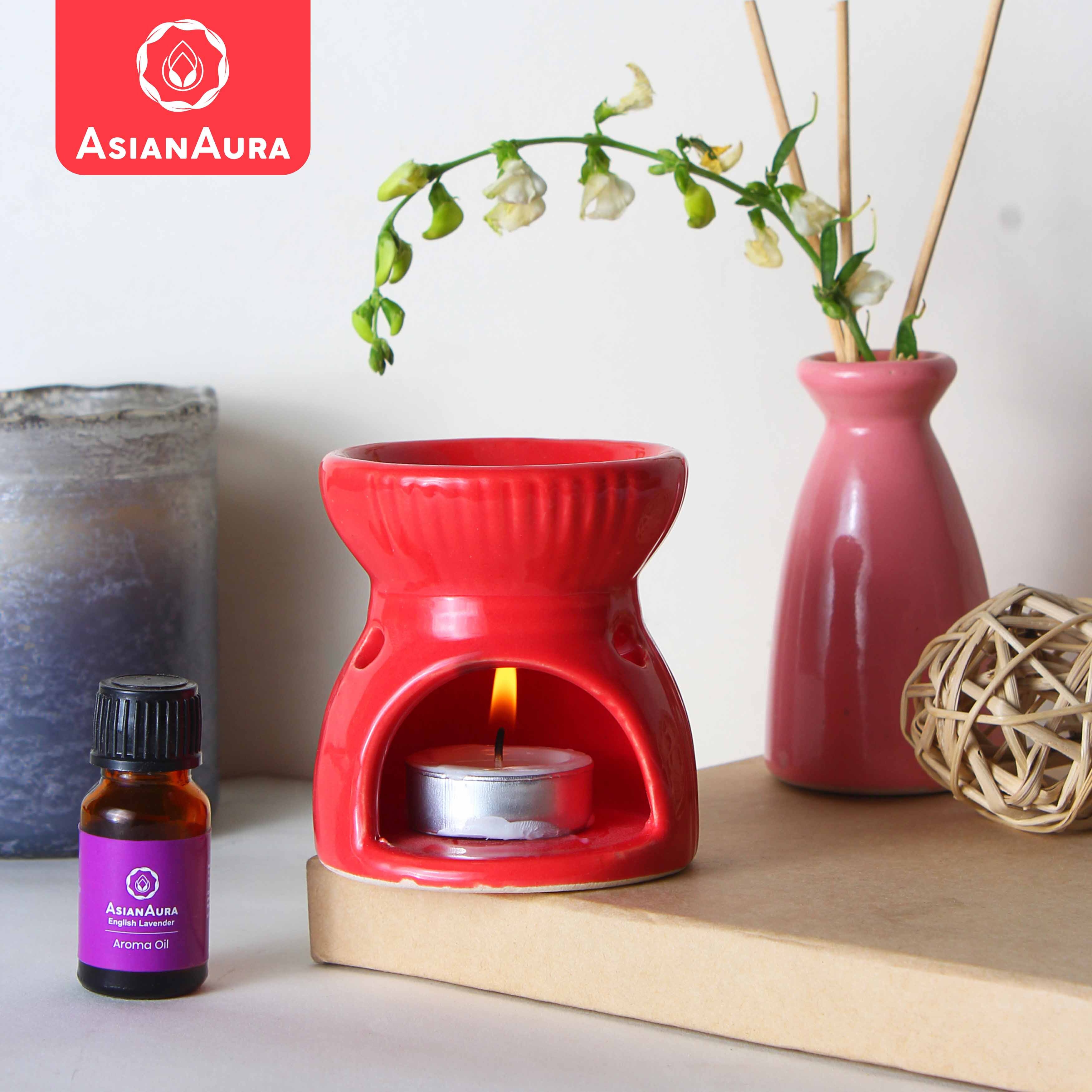 Asian Aura Ceramic Aromatic Oil Diffuser With 2 Oil Bottles Aa-cb-0035r